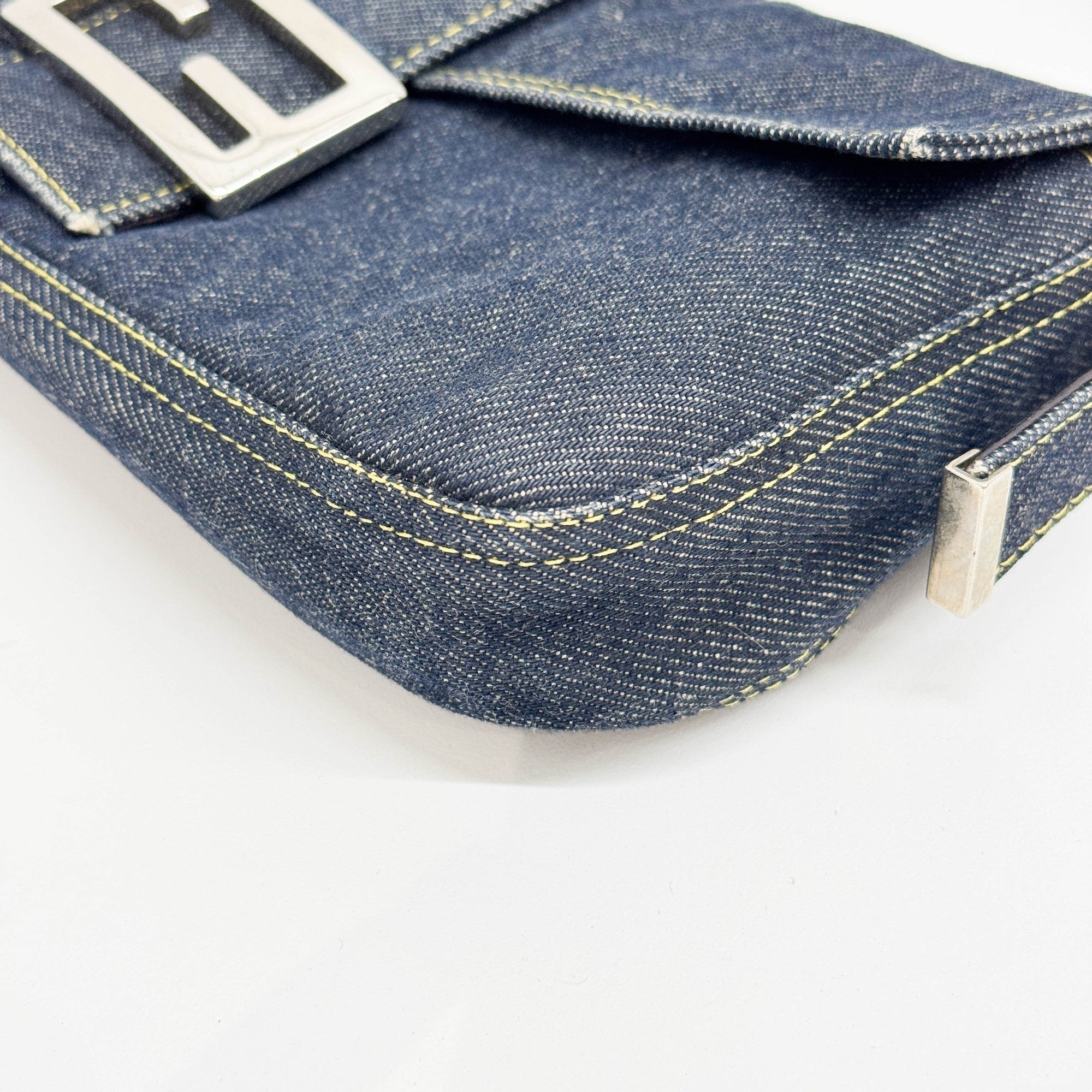Baguette Blue Denim Shoulder Bag