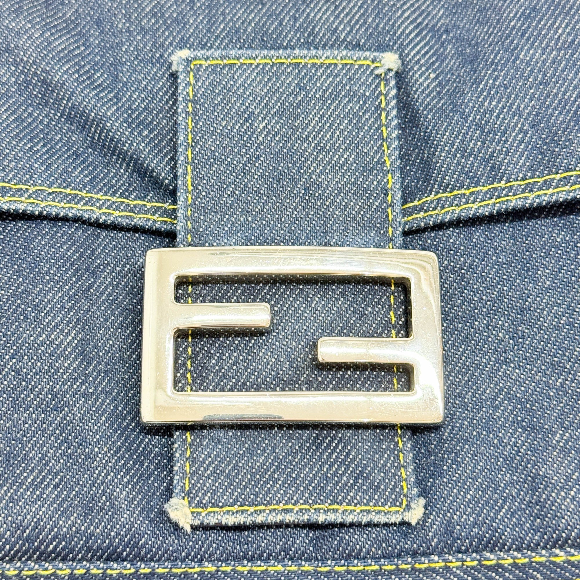 Baguette Blue Denim Shoulder Bag