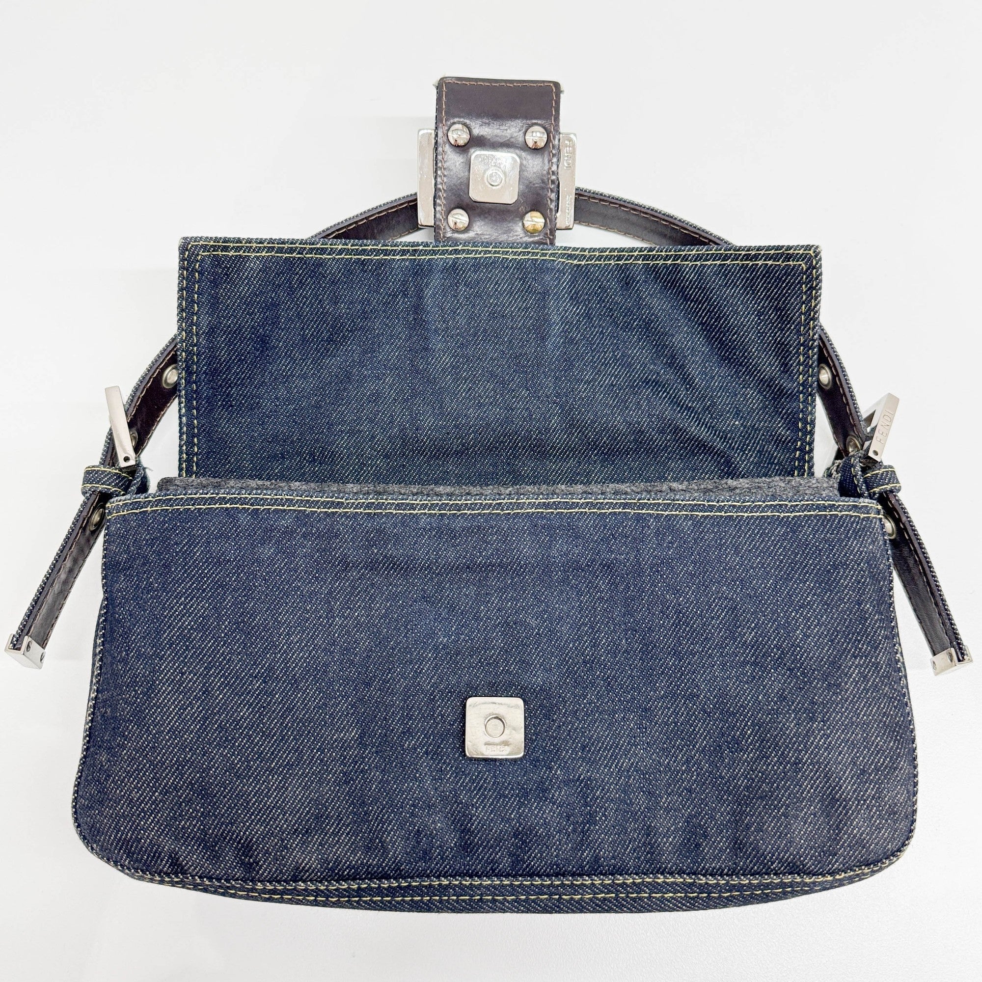 Baguette Blue Denim Shoulder Bag