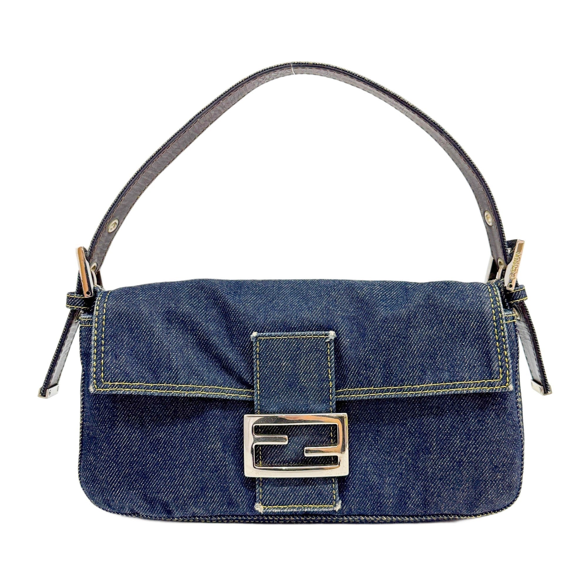 Baguette Blue Denim Shoulder Bag