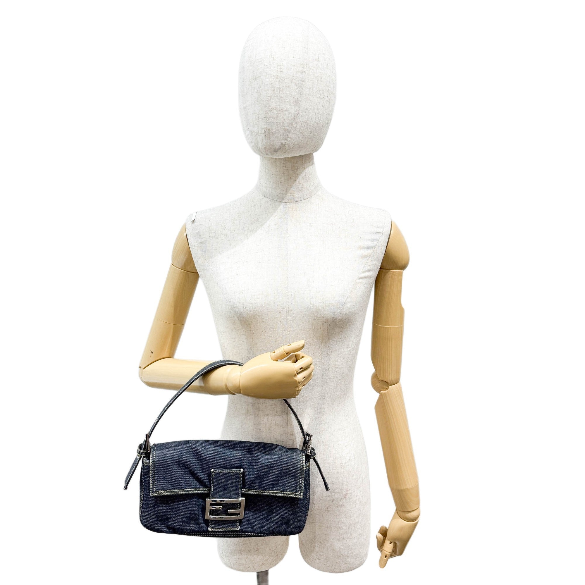 Baguette Blue Denim Shoulder Bag