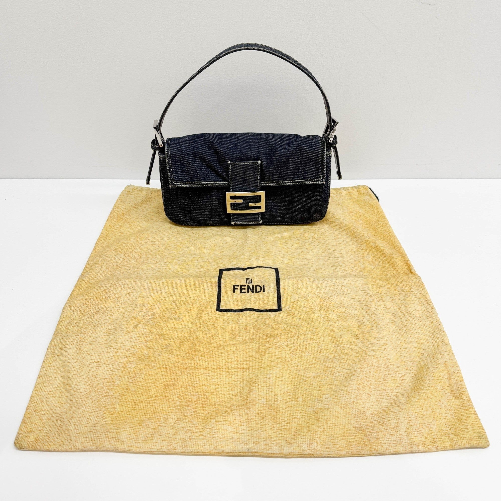 Baguette Blue Denim Shoulder Bag