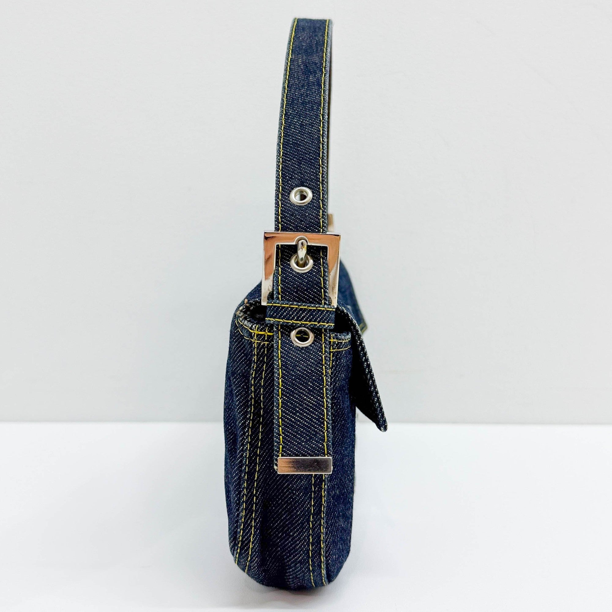 Baguette Blue Denim Shoulder Bag