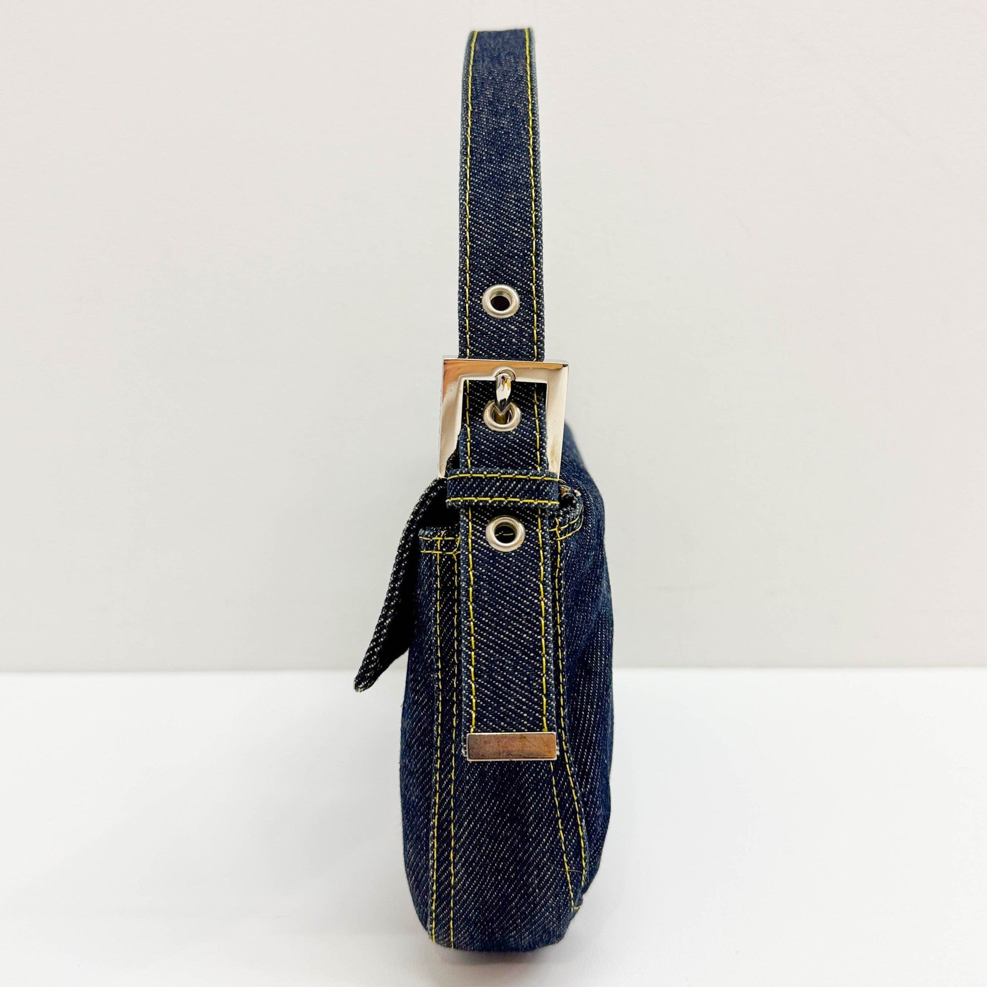 Baguette Blue Denim Shoulder Bag