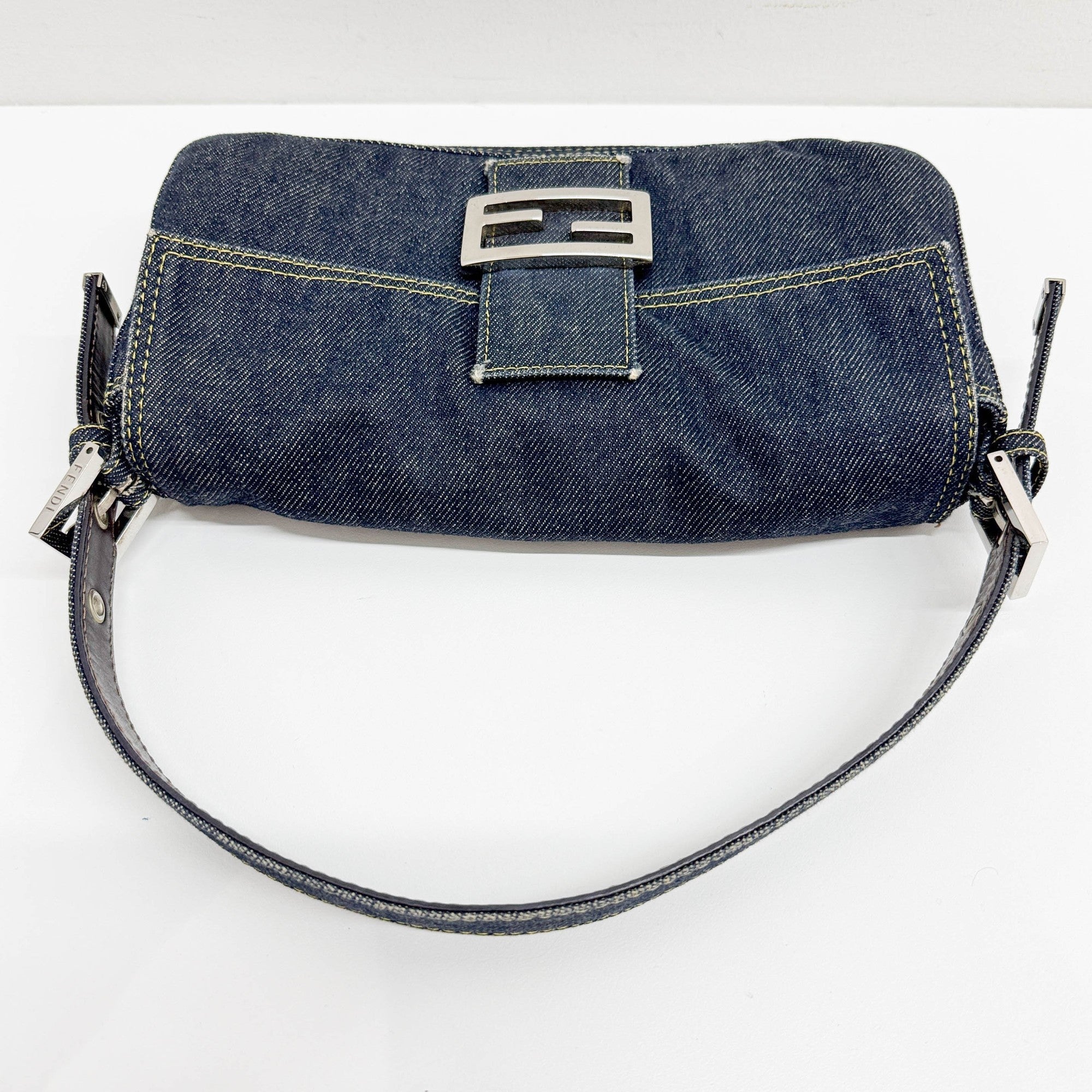 Baguette Blue Denim Shoulder Bag