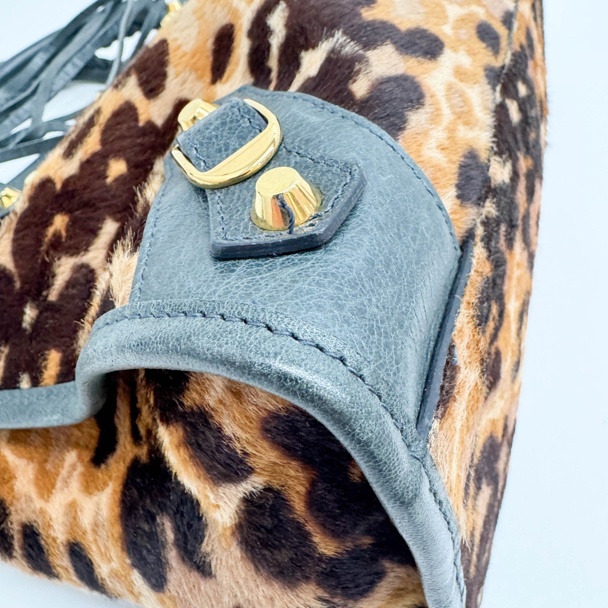 The City Brown Animal Print Pony Hair Two Way Bag
