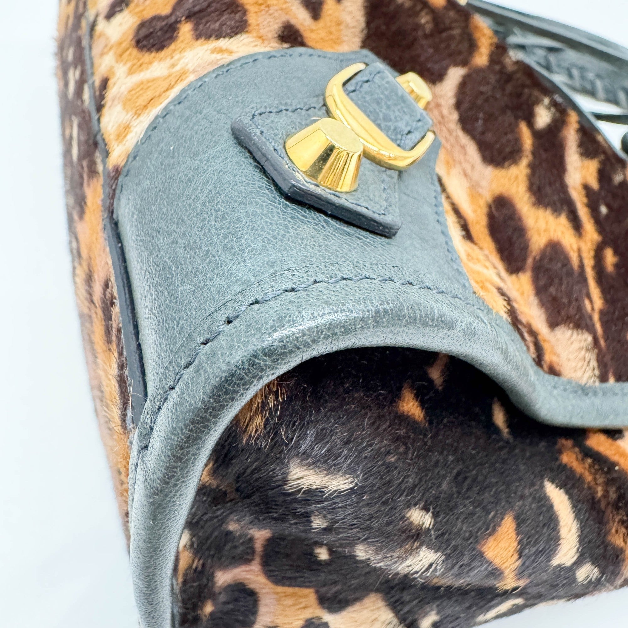 The City Brown Animal Print Pony Hair Two Way Bag