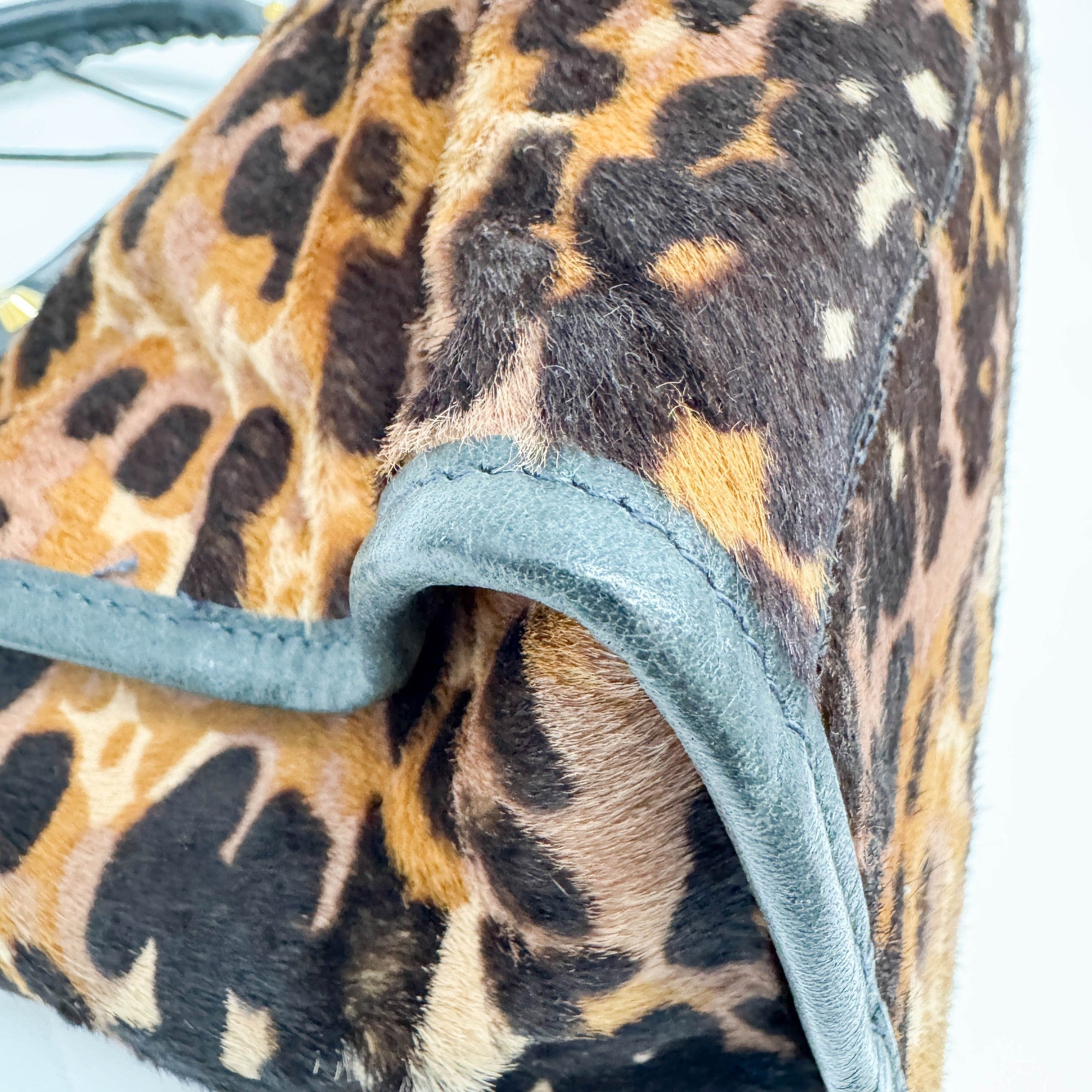 The City Brown Animal Print Pony Hair Two Way Bag