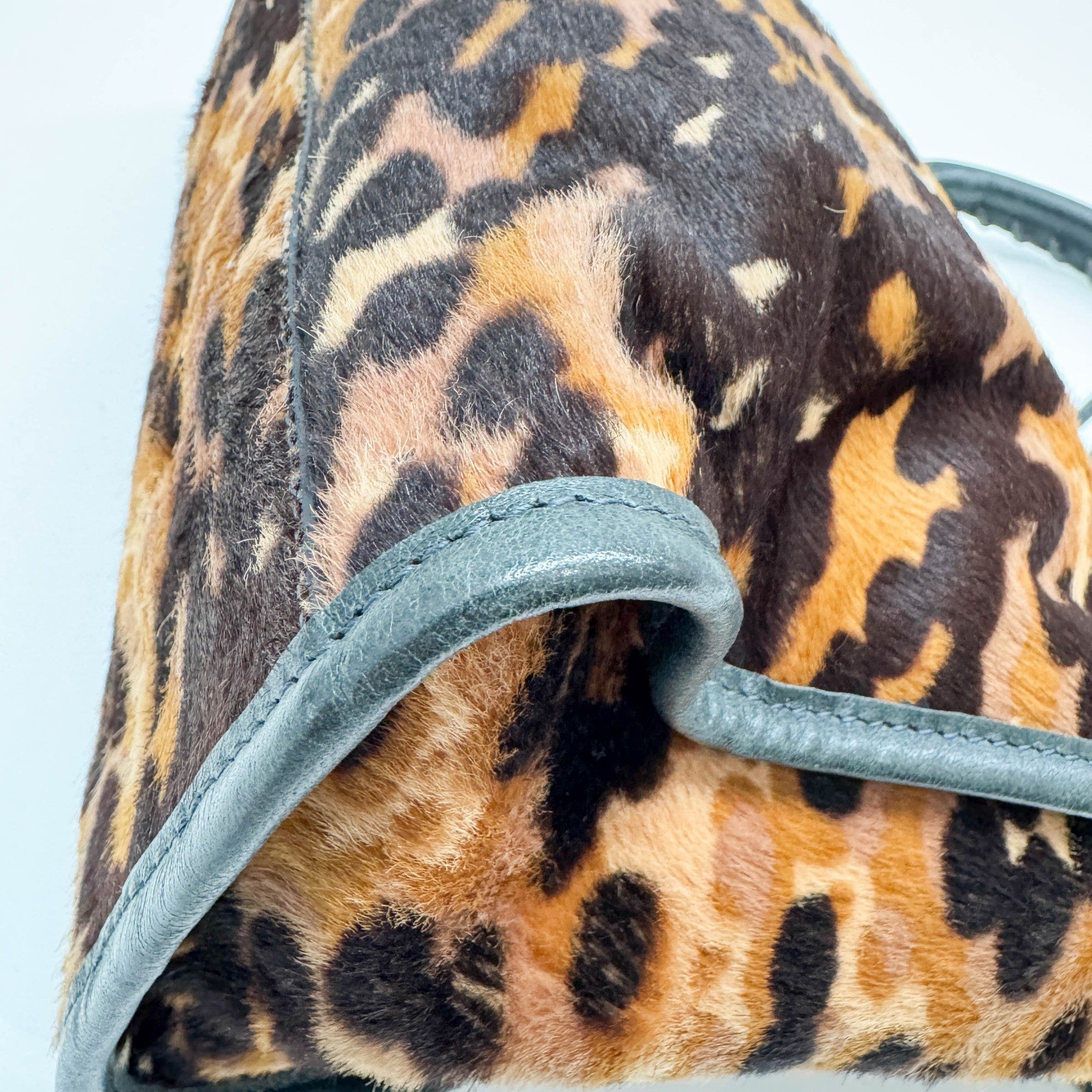 The City Brown Animal Print Pony Hair Two Way Bag