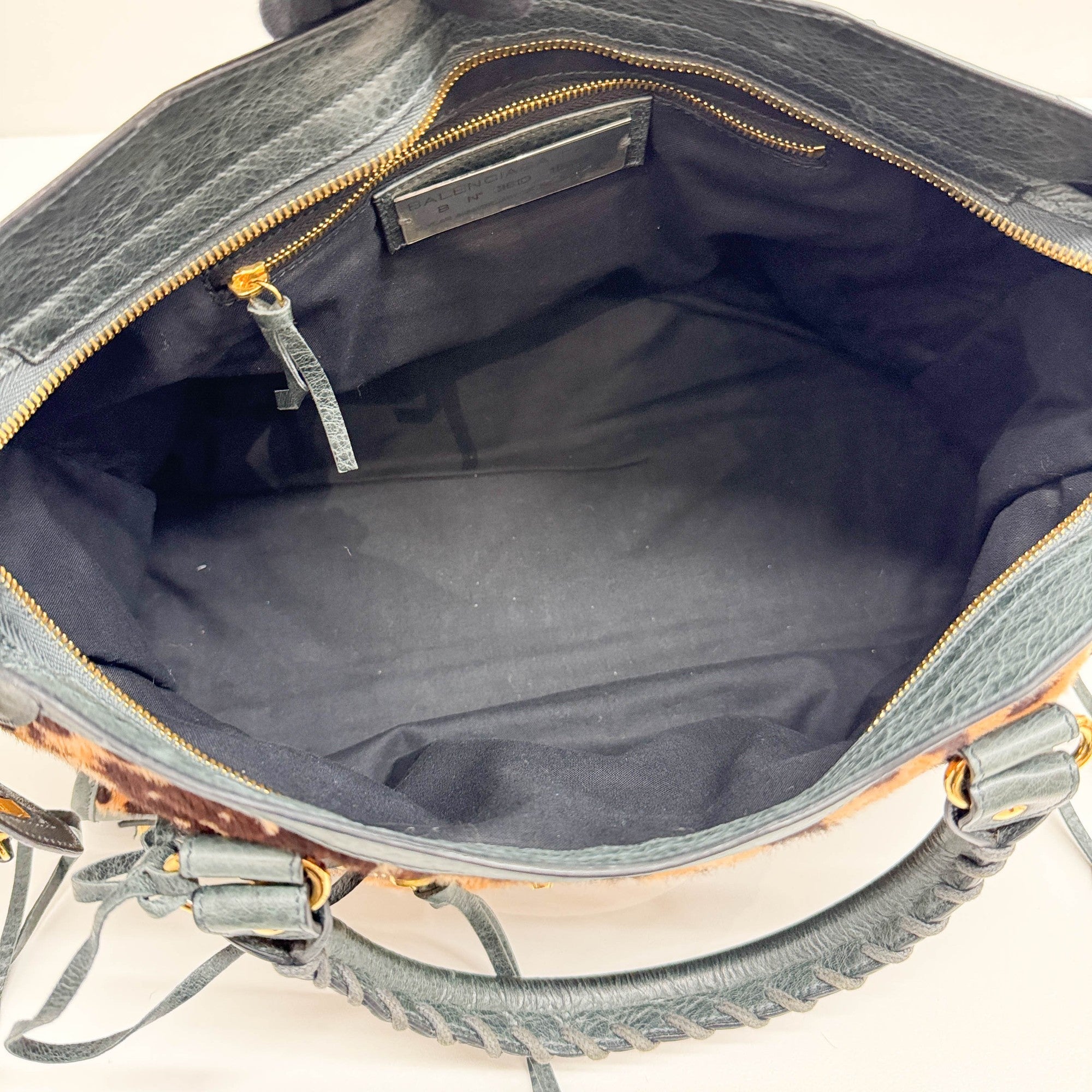 The City Brown Animal Print Pony Hair Two Way Bag