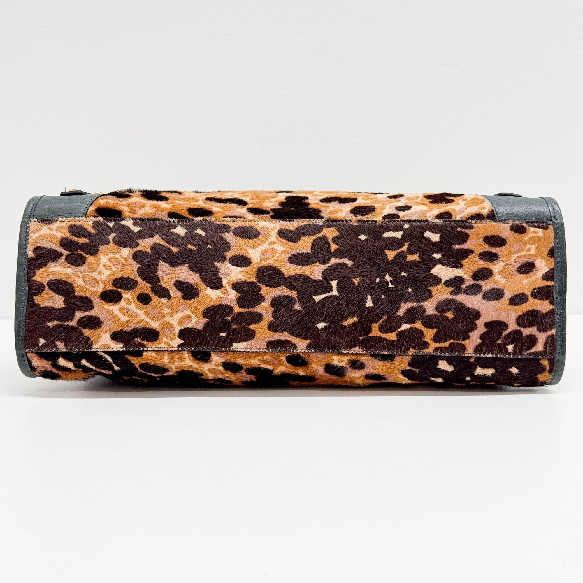 The City Brown Animal Print Pony Hair Two Way Bag
