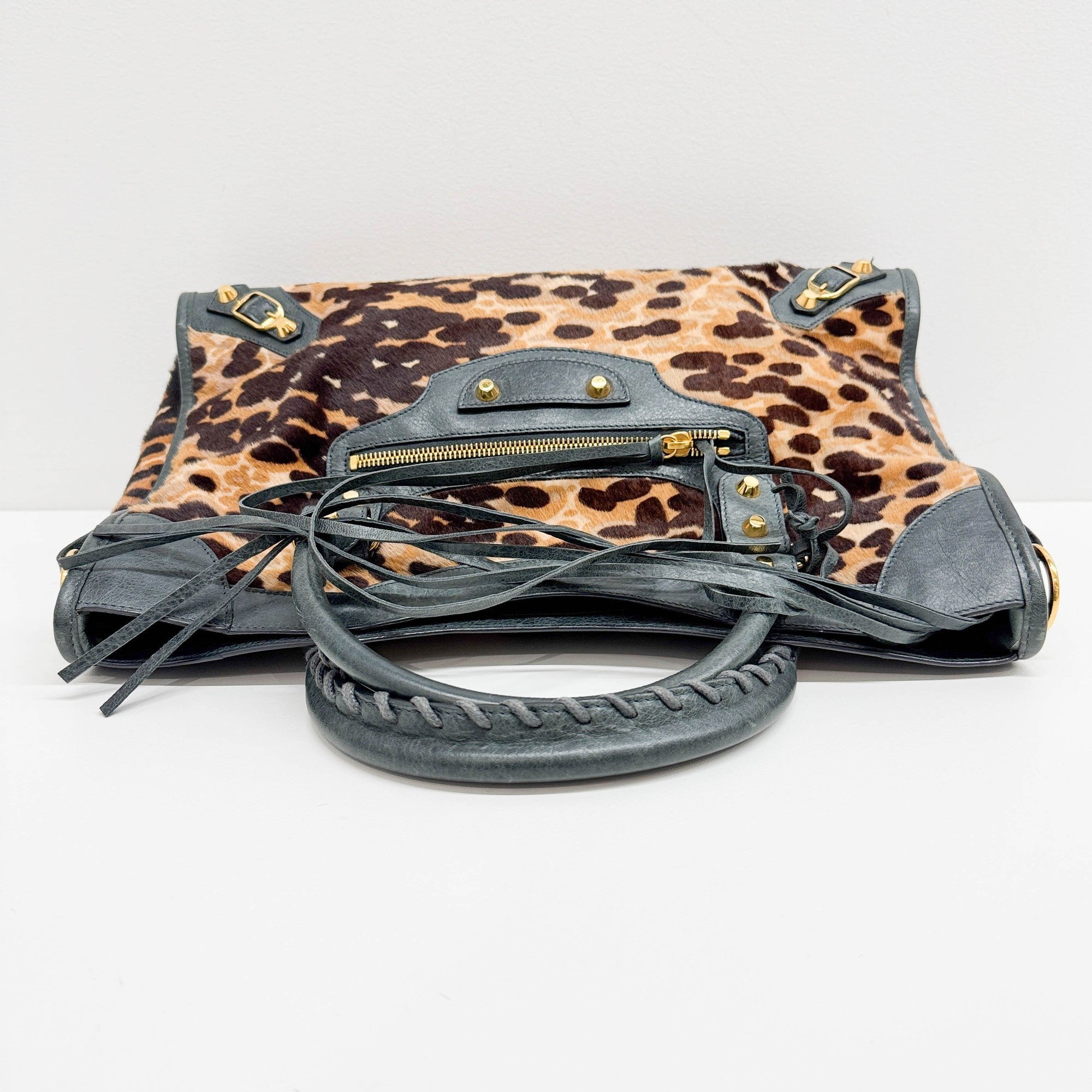 The City Brown Animal Print Pony Hair Two Way Bag