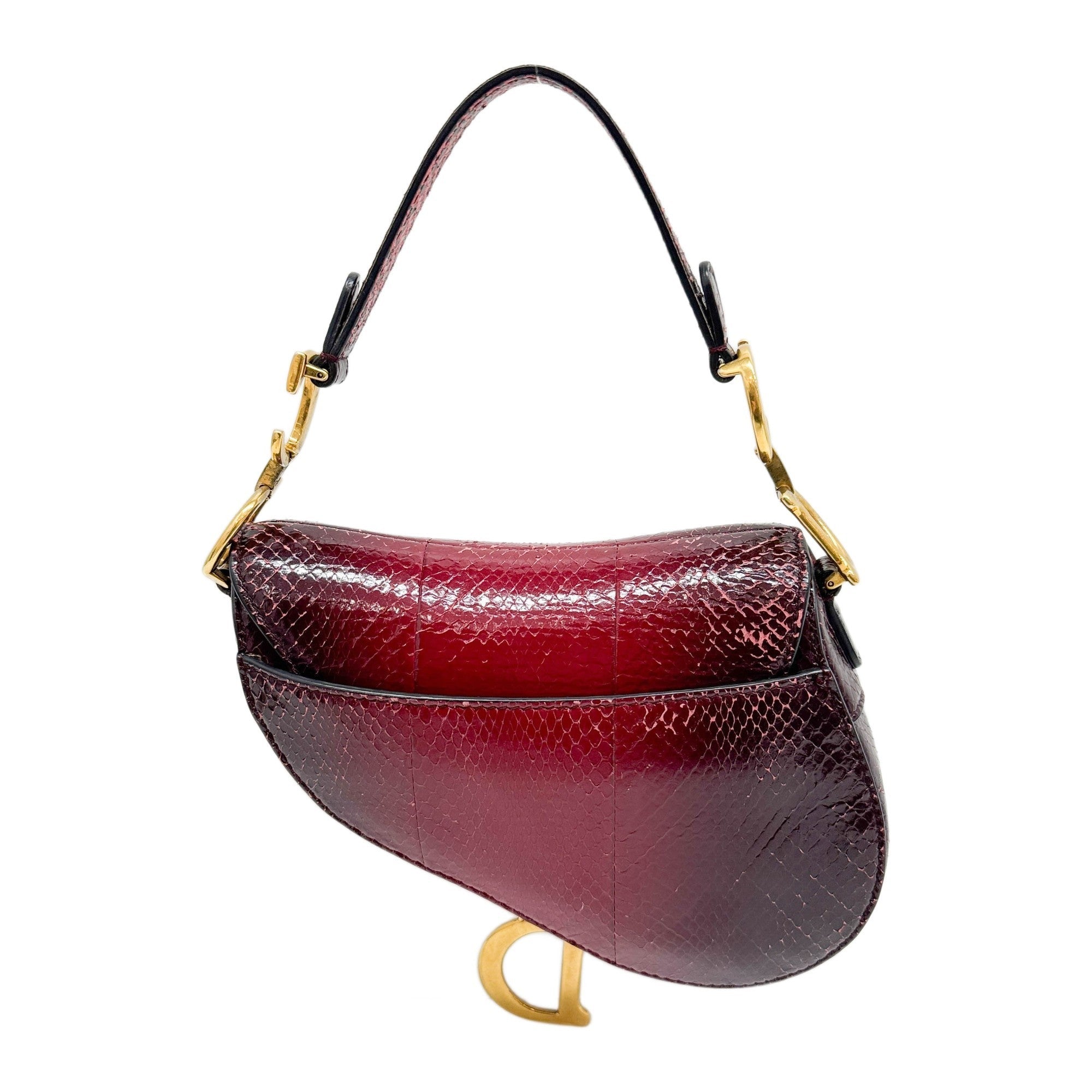 Mini Saddle Ombre Red Embossed Snake Leather Two Way Bag