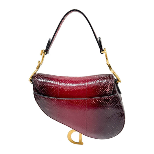 Mini Saddle Ombre Red Embossed Snake Leather Two Way Bag