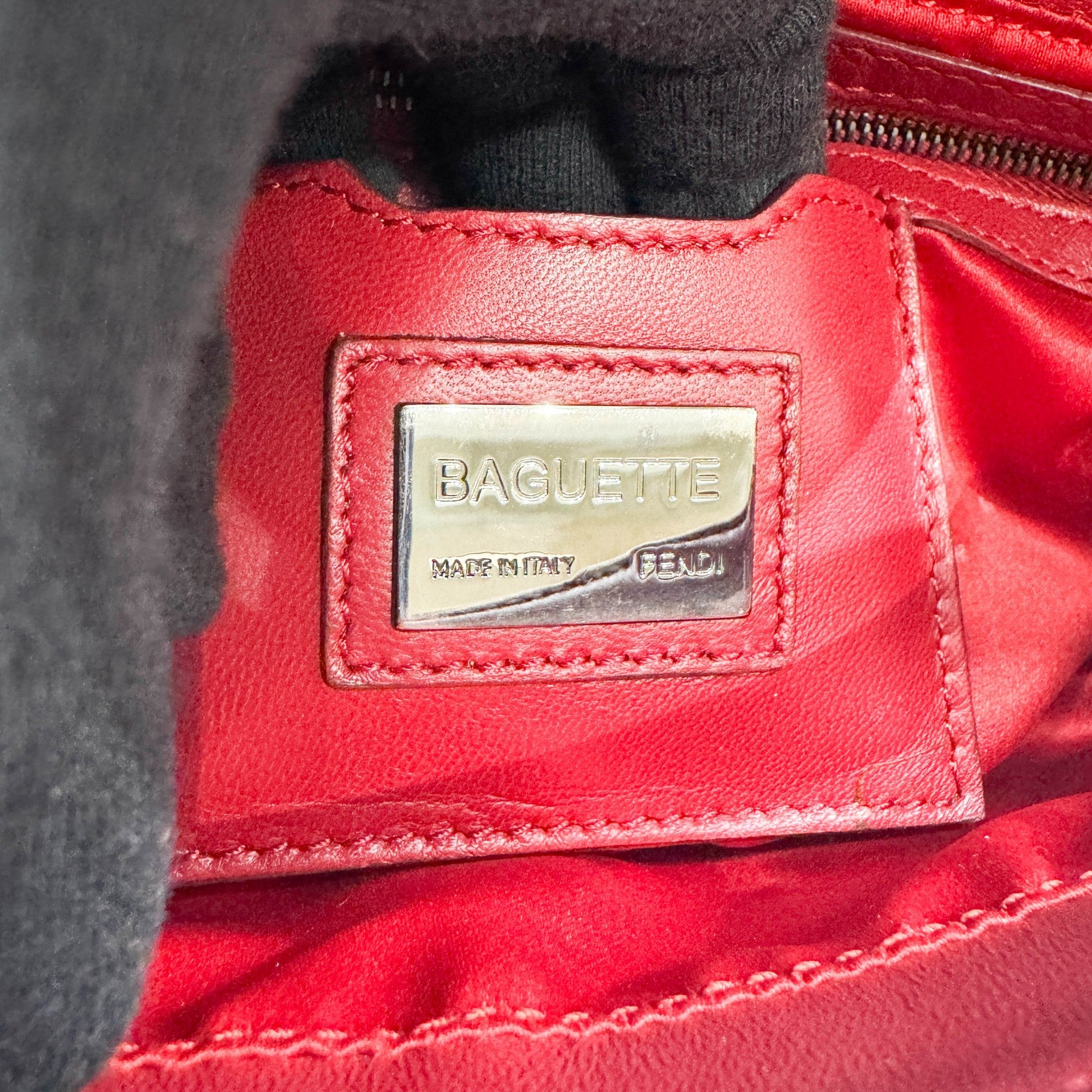 Baguette Red Studded Snakeskin Shoulder Bag