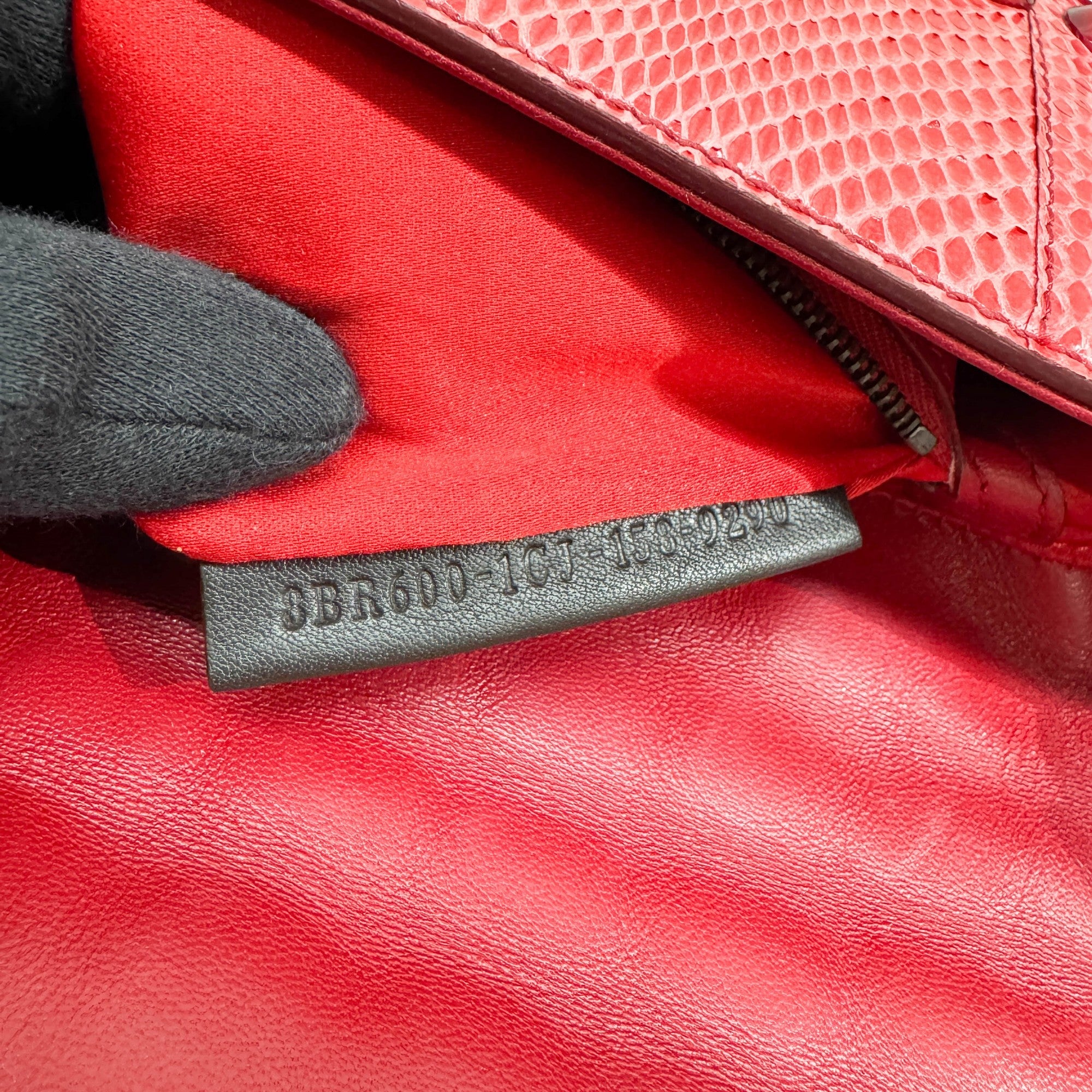 Baguette Red Studded Snakeskin Shoulder Bag