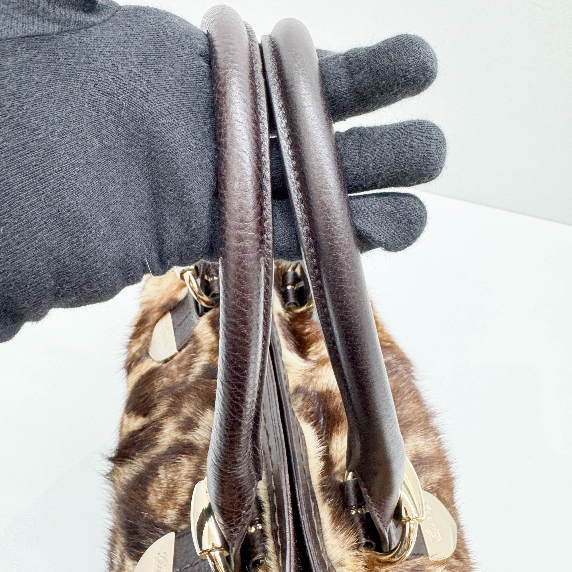 Brown Animal Print Fur Hand Bag