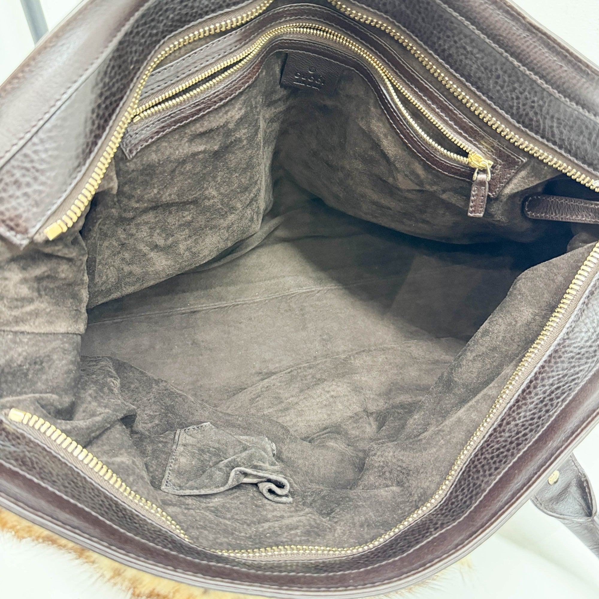 Brown Animal Print Fur Hand Bag