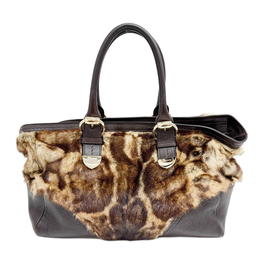 Brown Animal Print Fur Hand Bag