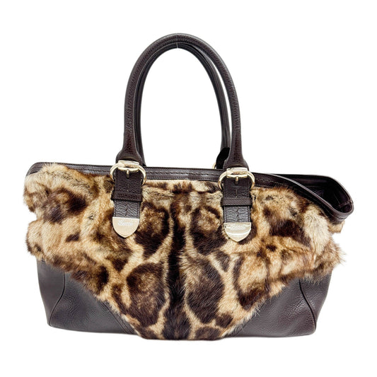 Brown Animal Print Fur Hand Bag