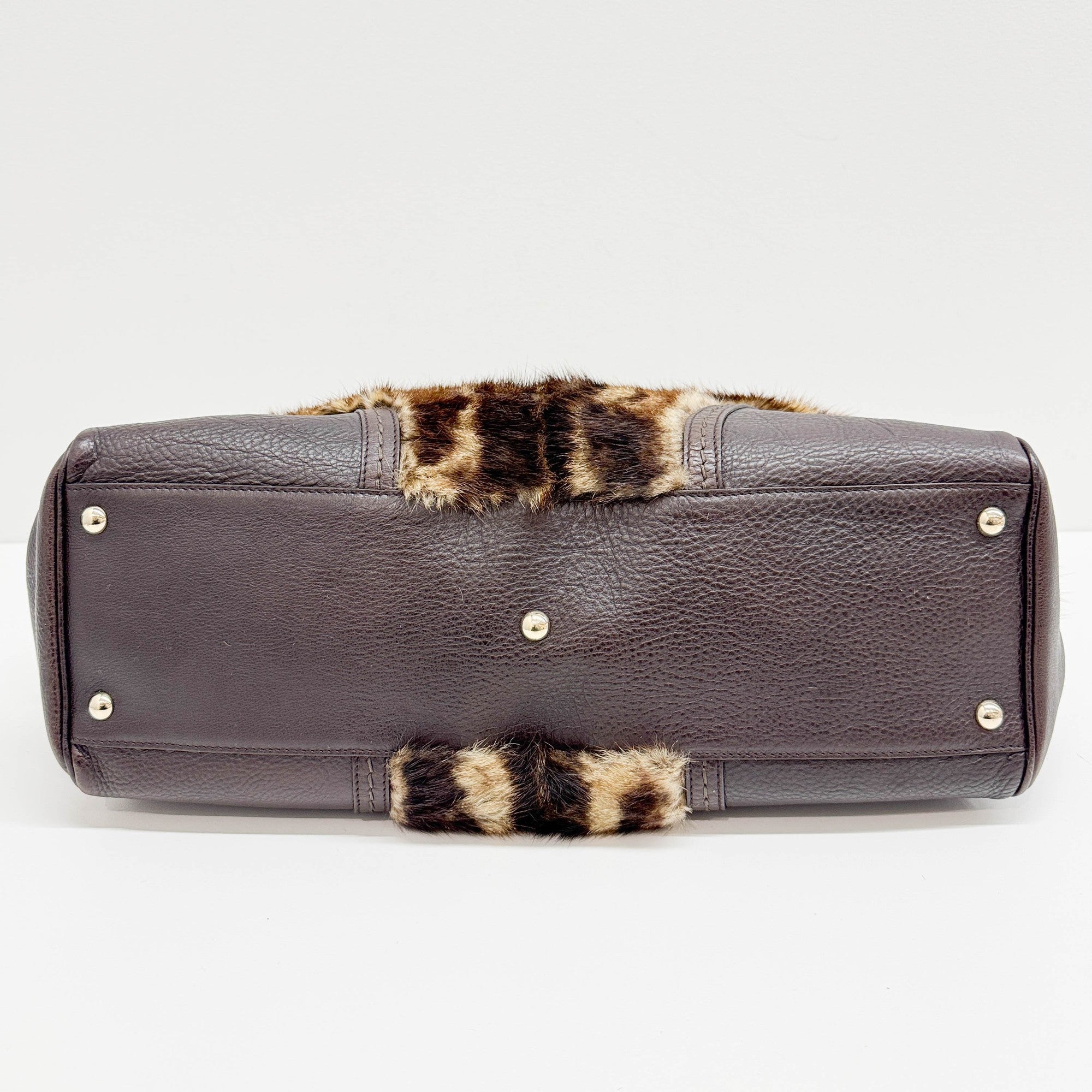Brown Animal Print Fur Hand Bag