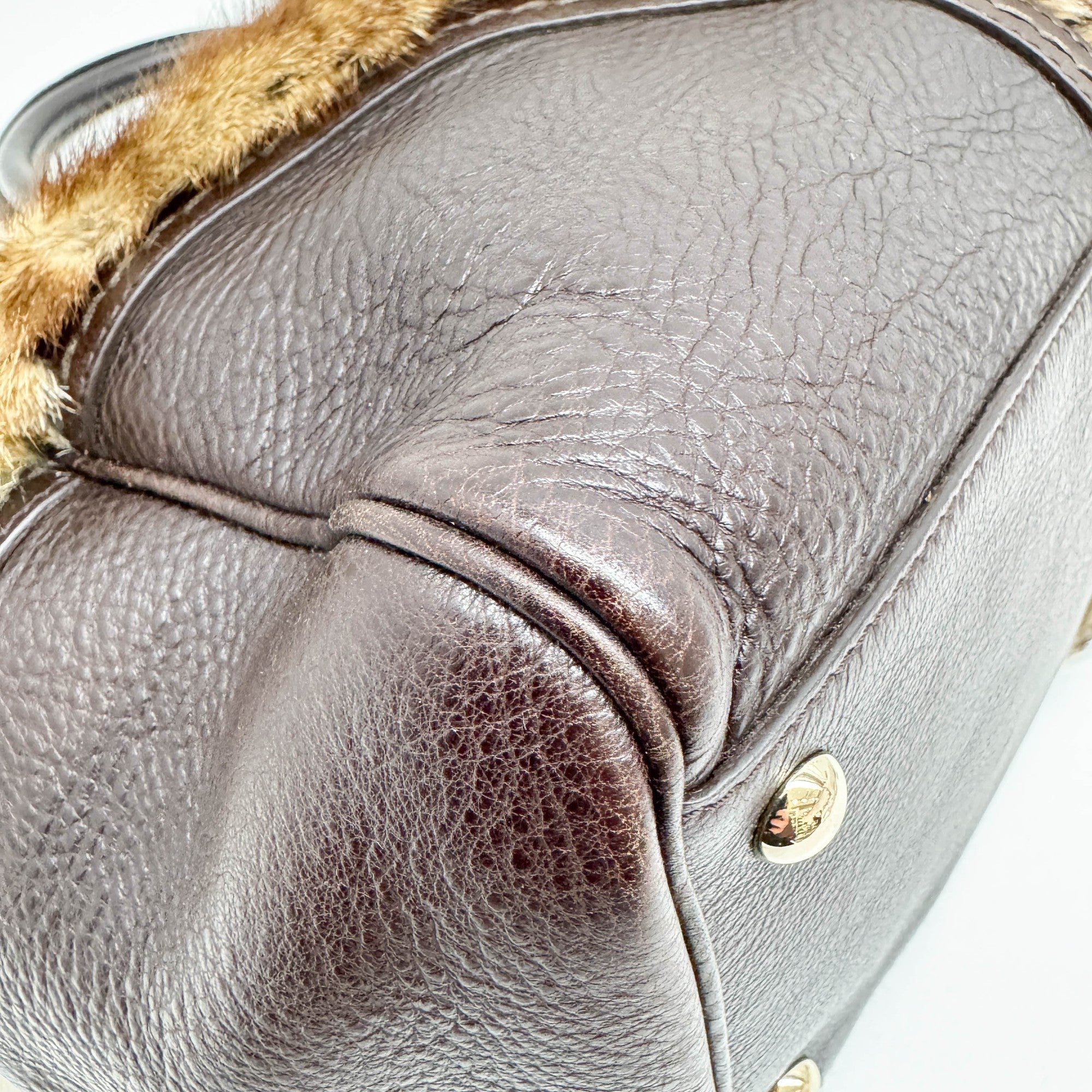 Brown Animal Print Fur Hand Bag