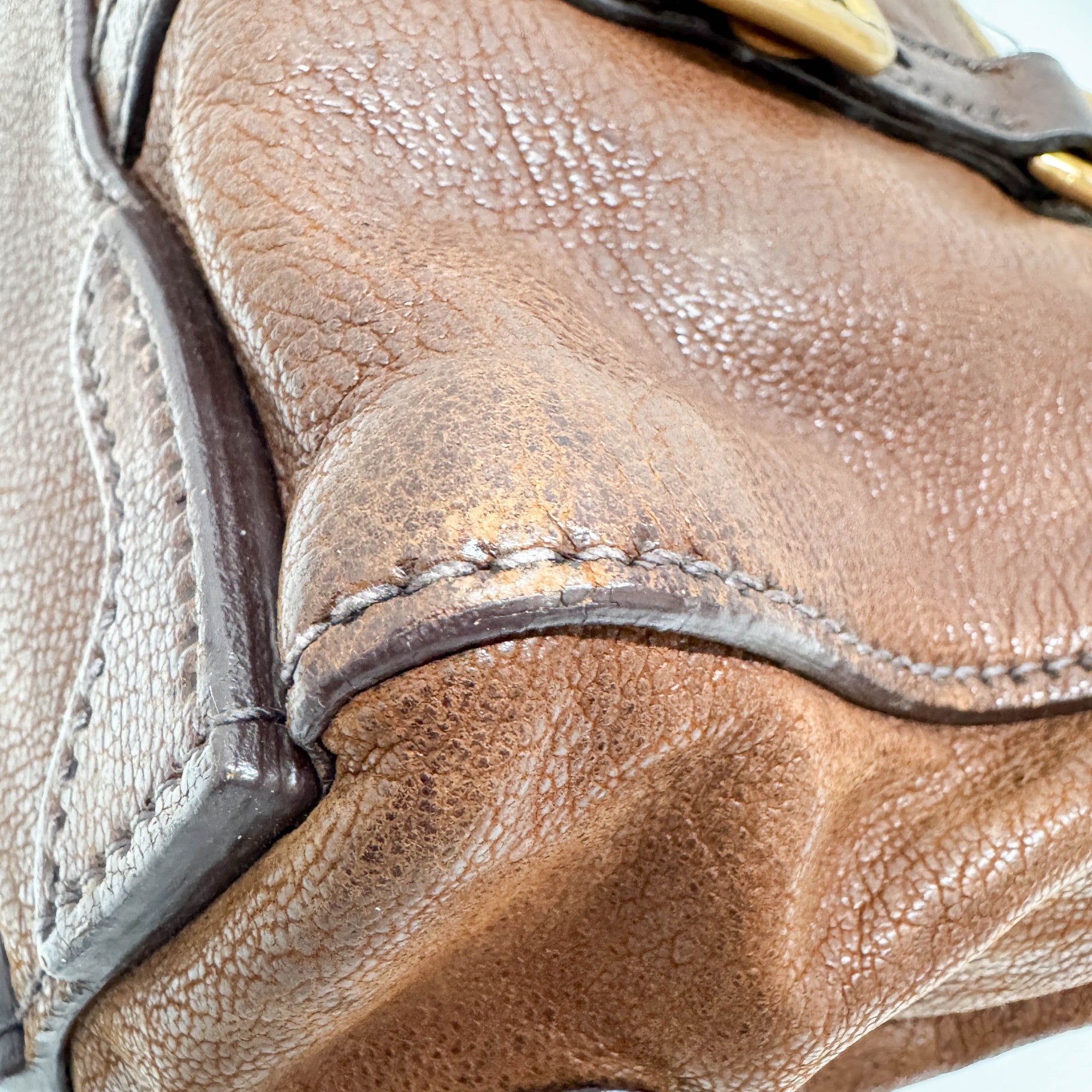 Pietra Brown Cervo Shine Leather Shoulder Bag