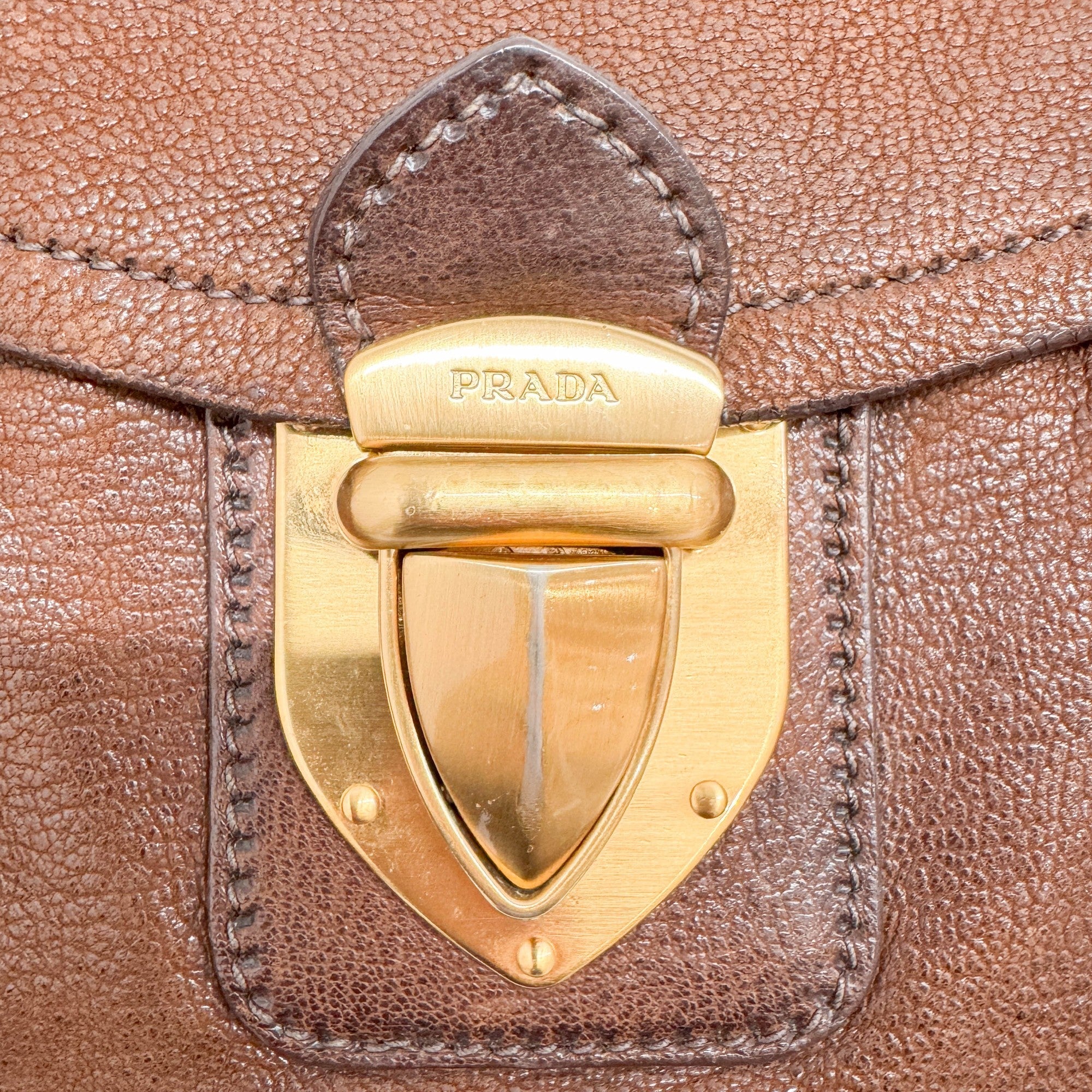 Pietra Brown Cervo Shine Leather Shoulder Bag