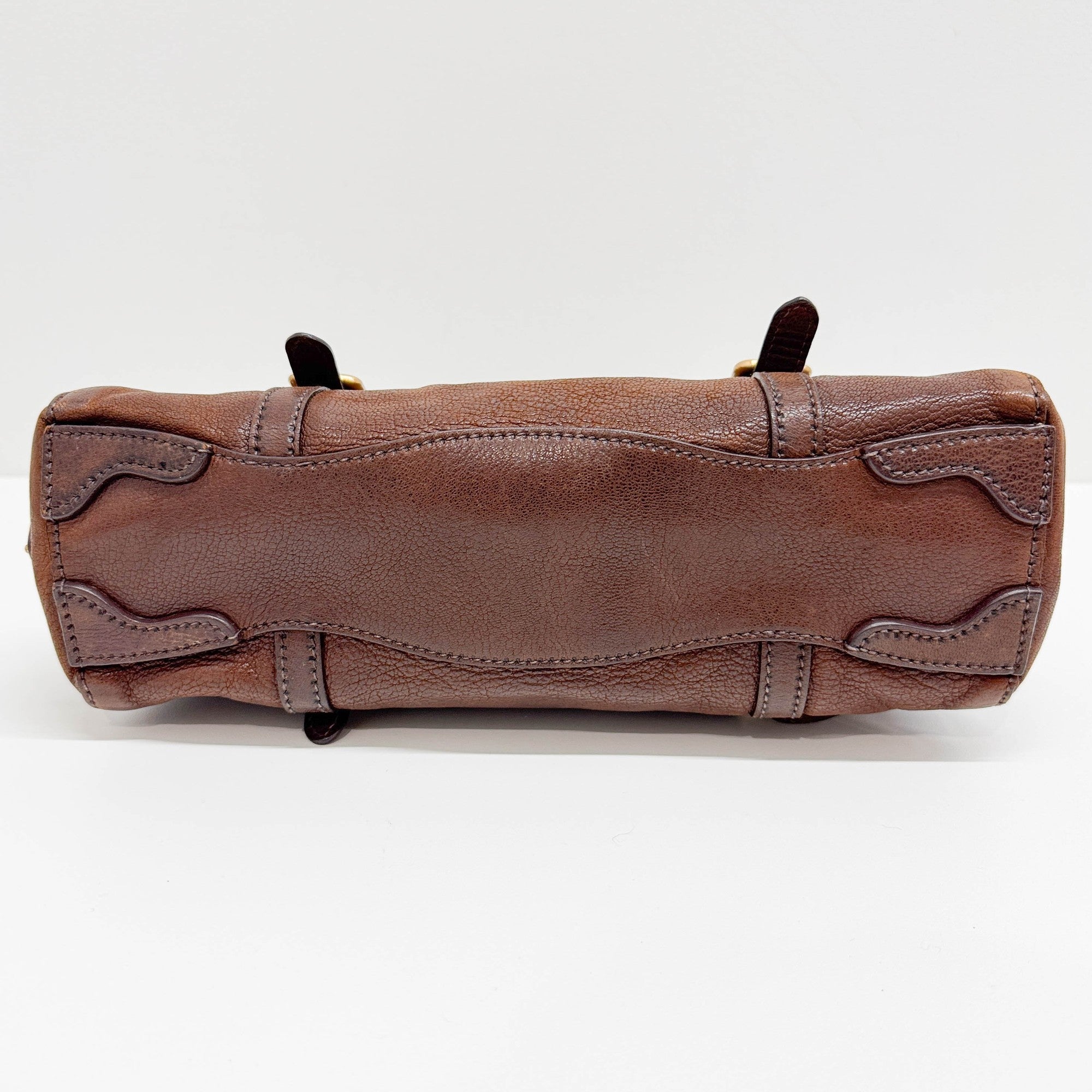 Pietra Brown Cervo Shine Leather Shoulder Bag