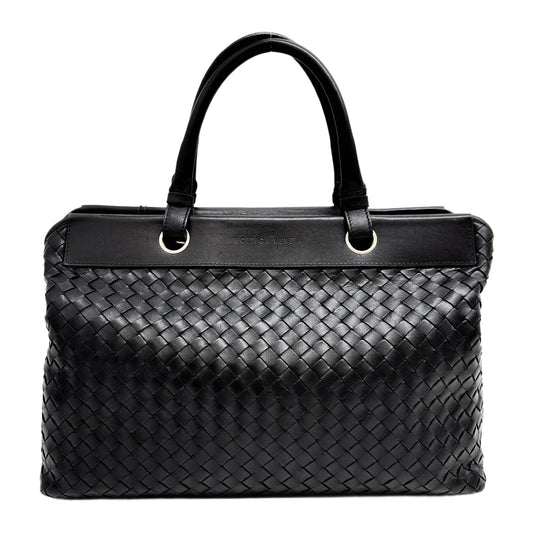 Intrecciato Black Leather Two Way Bag