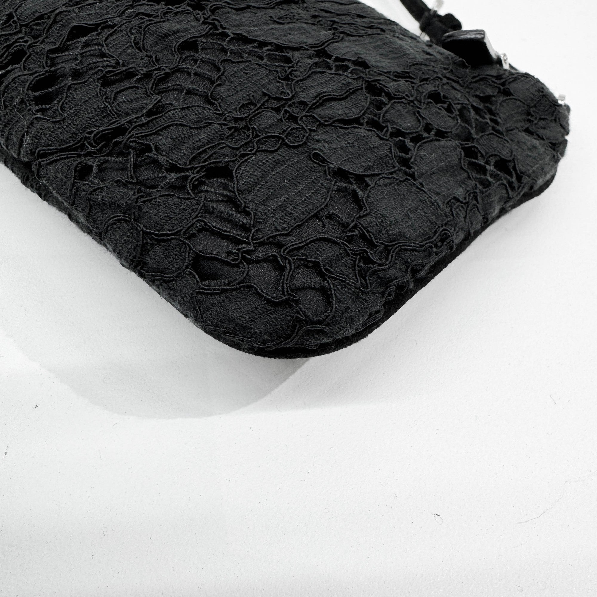 Black Floral Lace Print Shoulder Bag