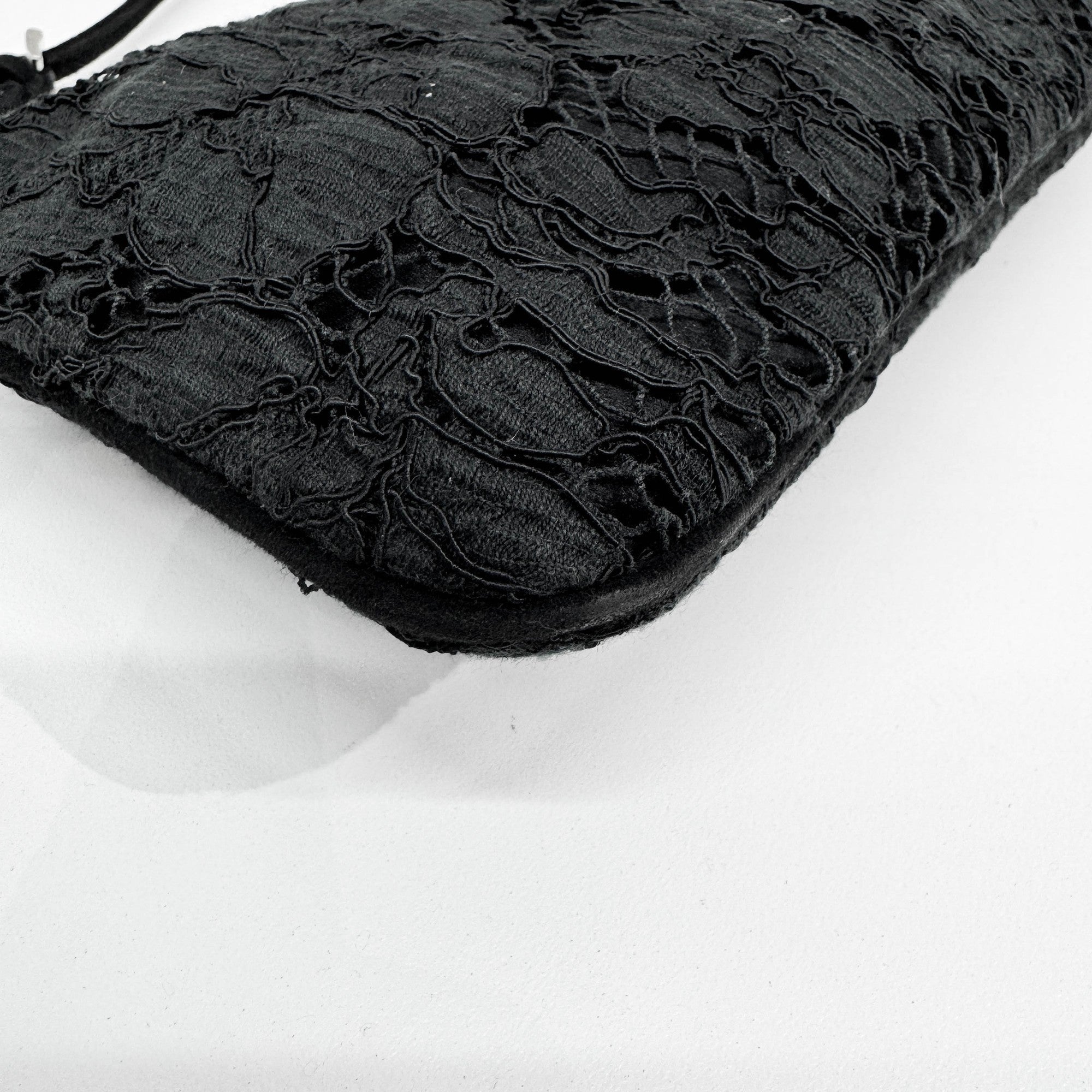 Black Floral Lace Print Shoulder Bag