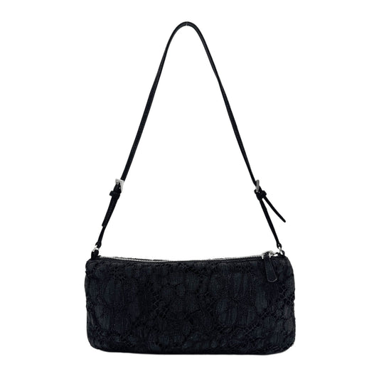 Black Floral Lace Print Shoulder Bag