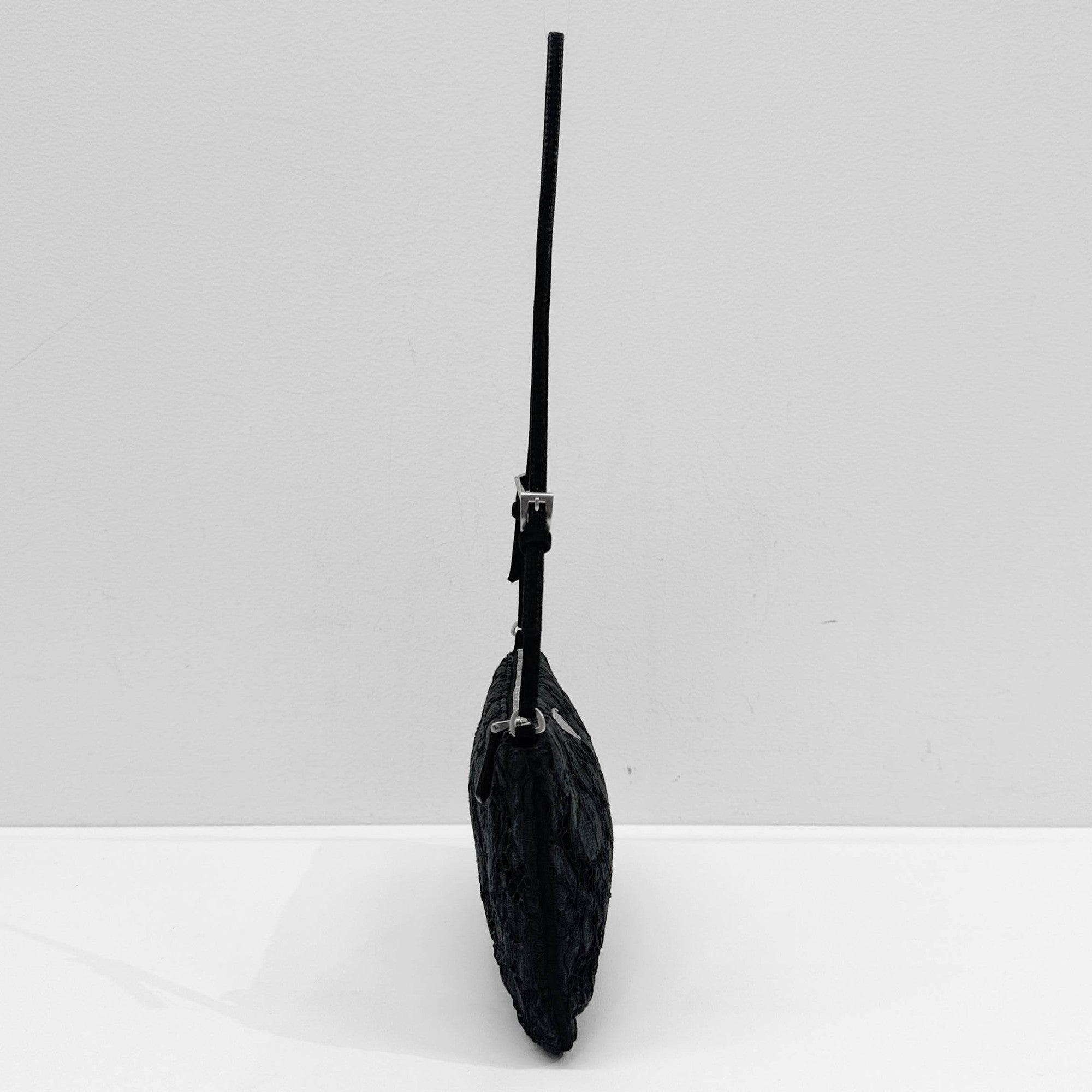 Black Floral Lace Print Shoulder Bag