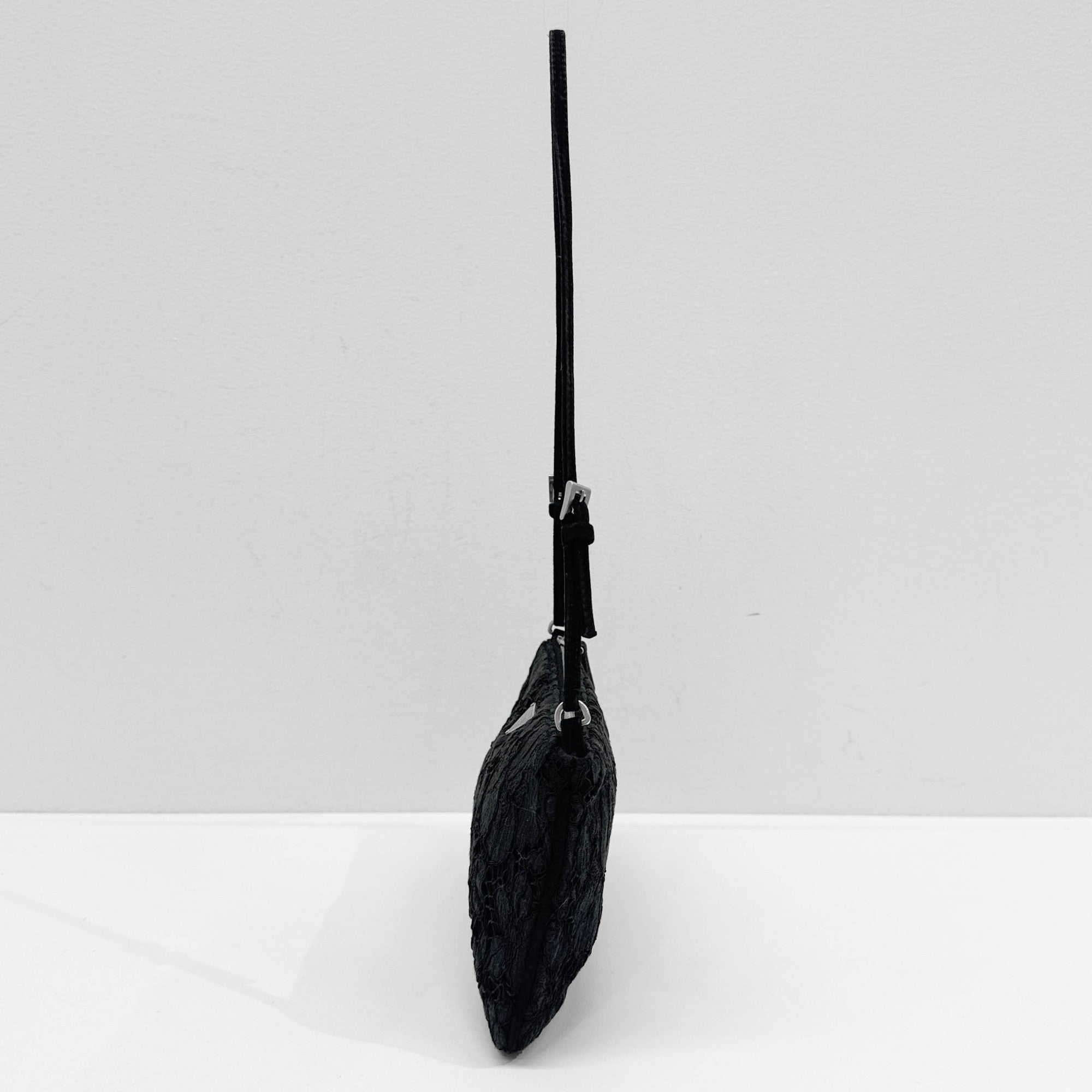 Black Floral Lace Print Shoulder Bag