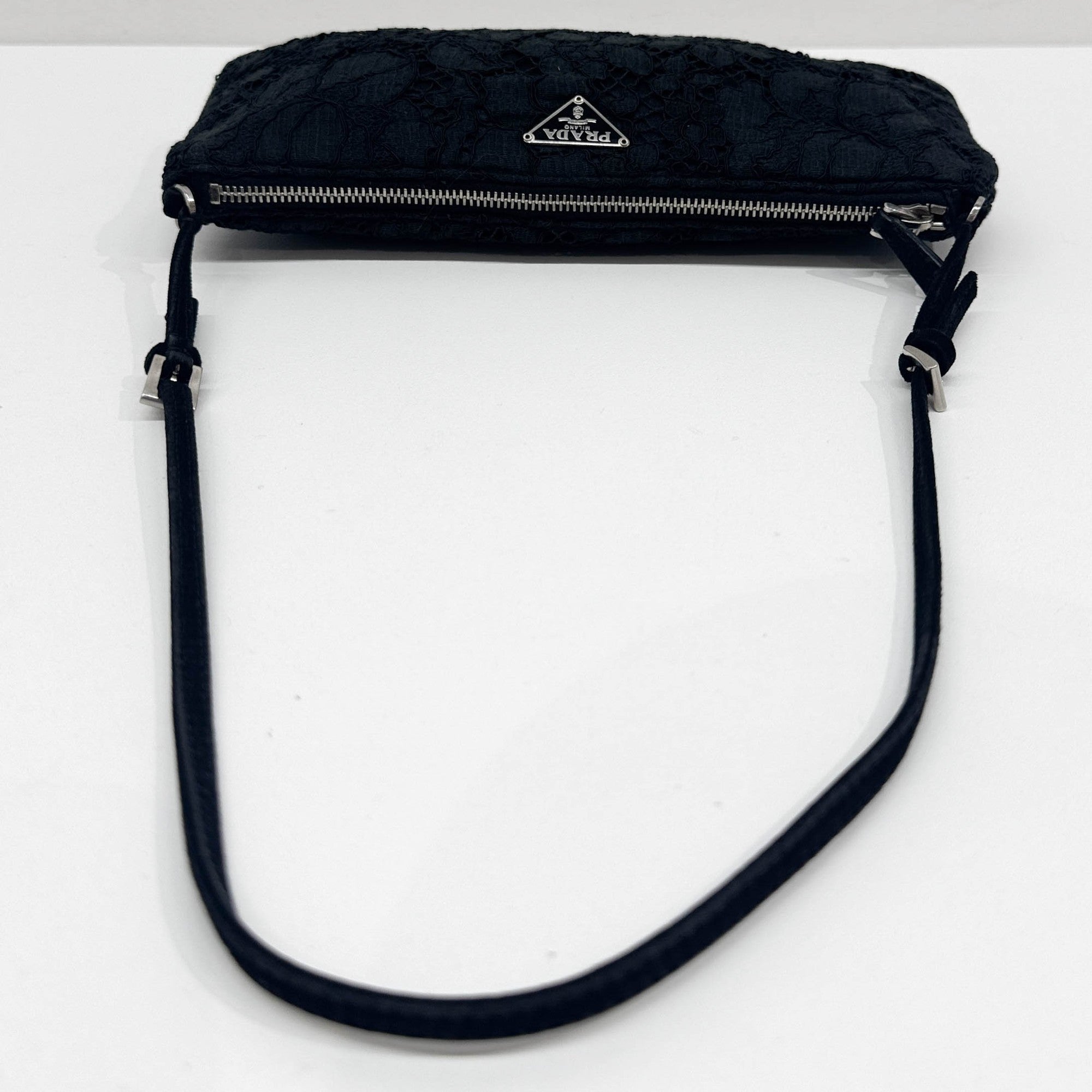 Black Floral Lace Print Shoulder Bag