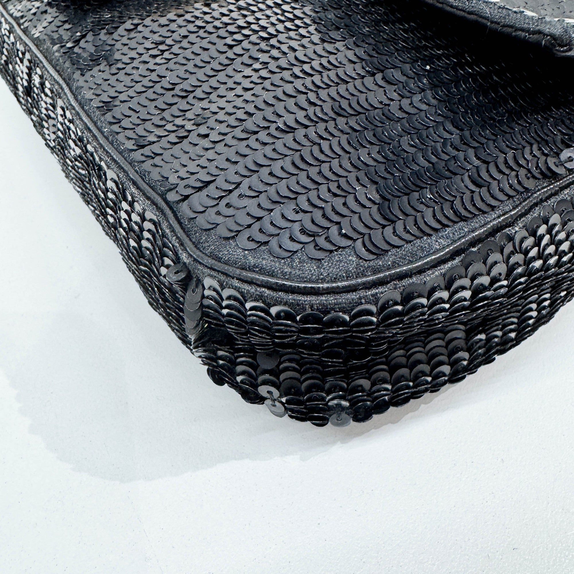 Baguette Black Squin & Red Leather Shoulder Bag