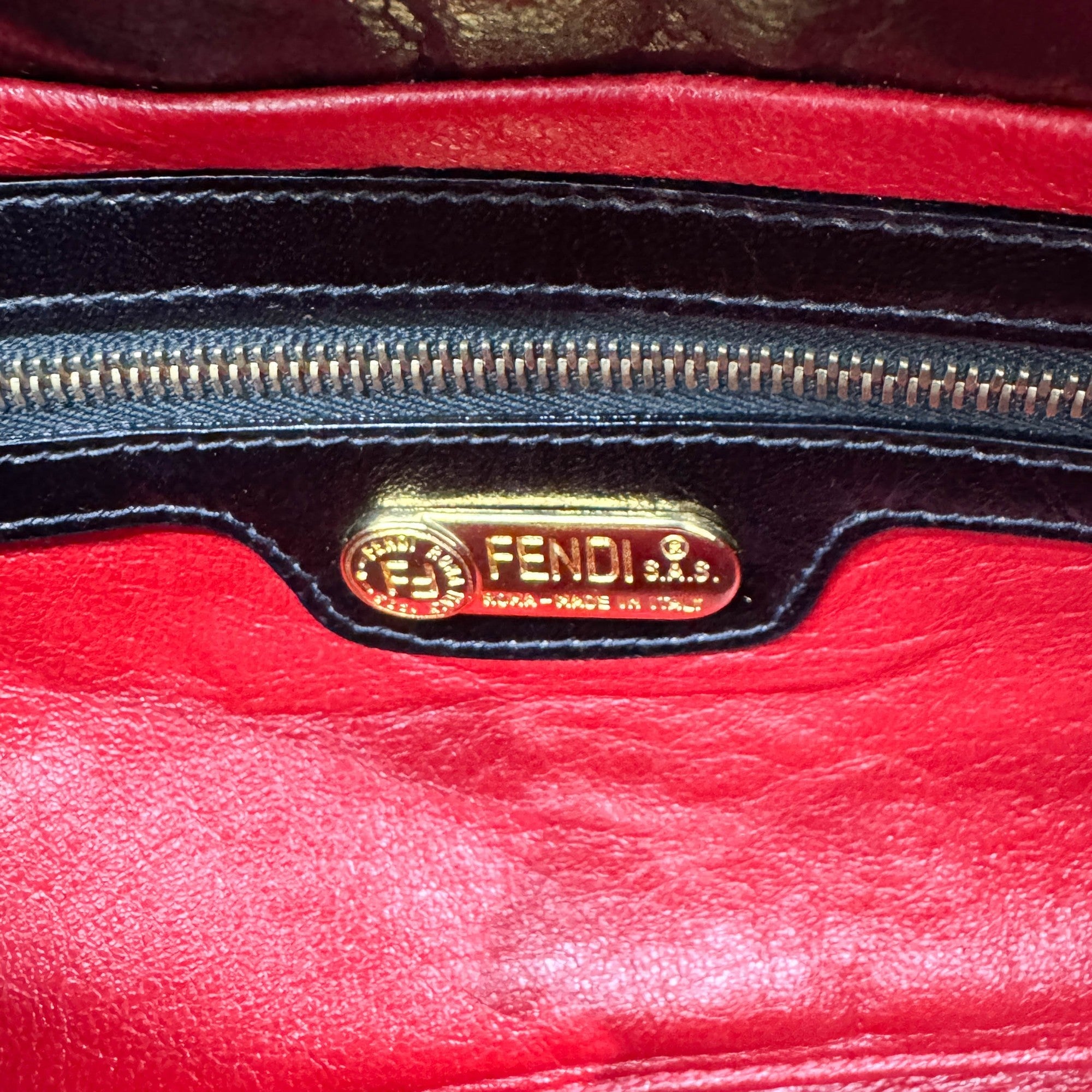 Baguette Black Squin & Red Leather Shoulder Bag