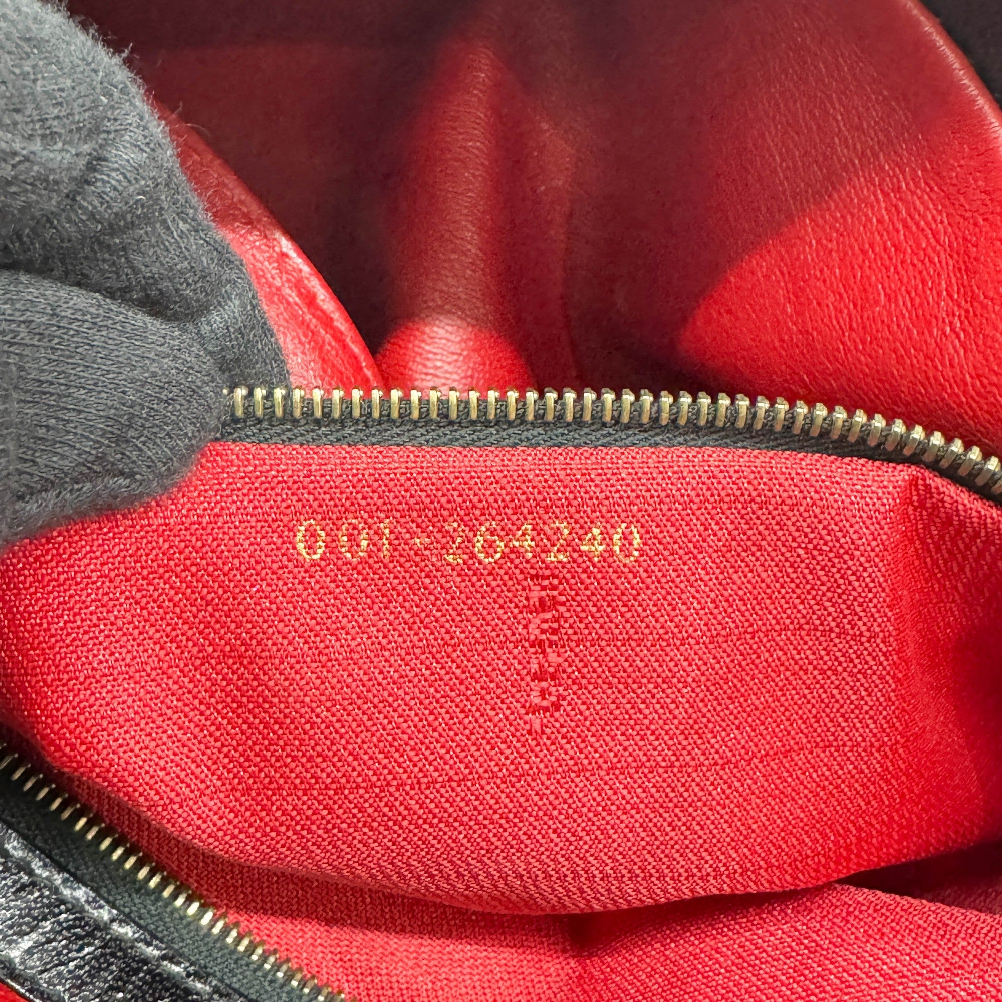 Baguette Black Squin & Red Leather Shoulder Bag