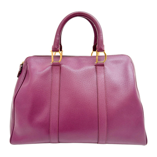 Bowling Purple Leather Hand Bag
