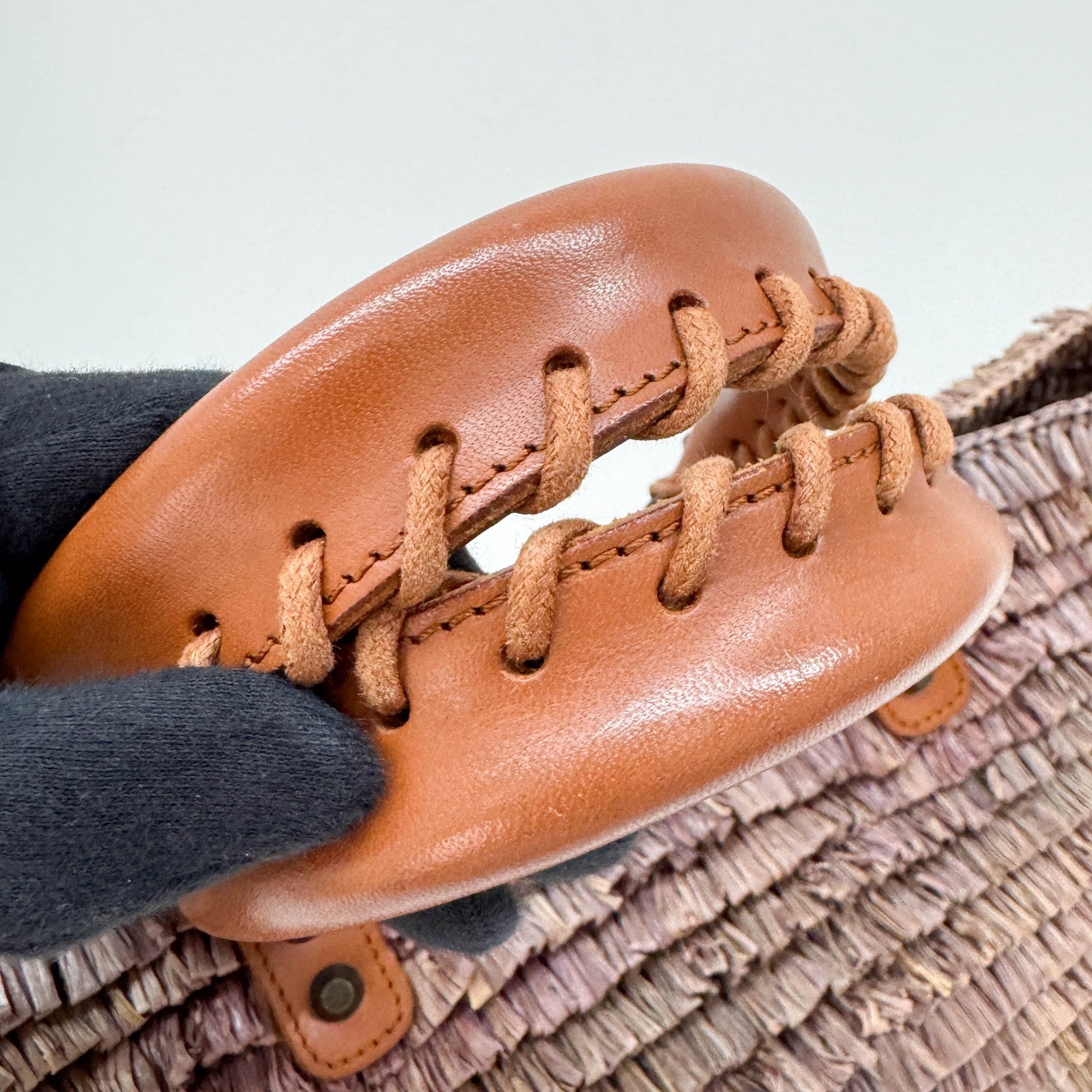 Woven Basket Mauve Raffia Hand Bag