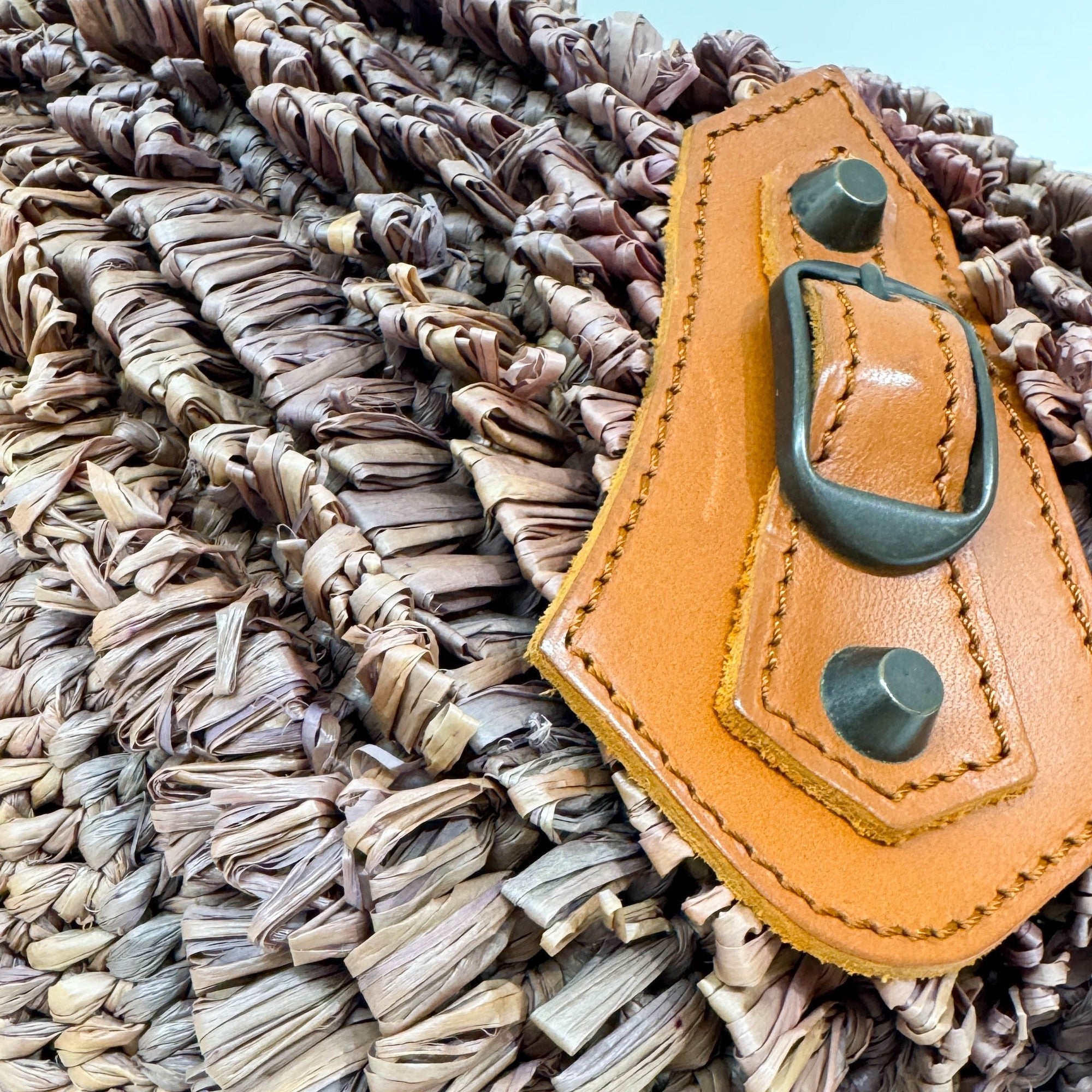 Woven Basket Mauve Raffia Hand Bag