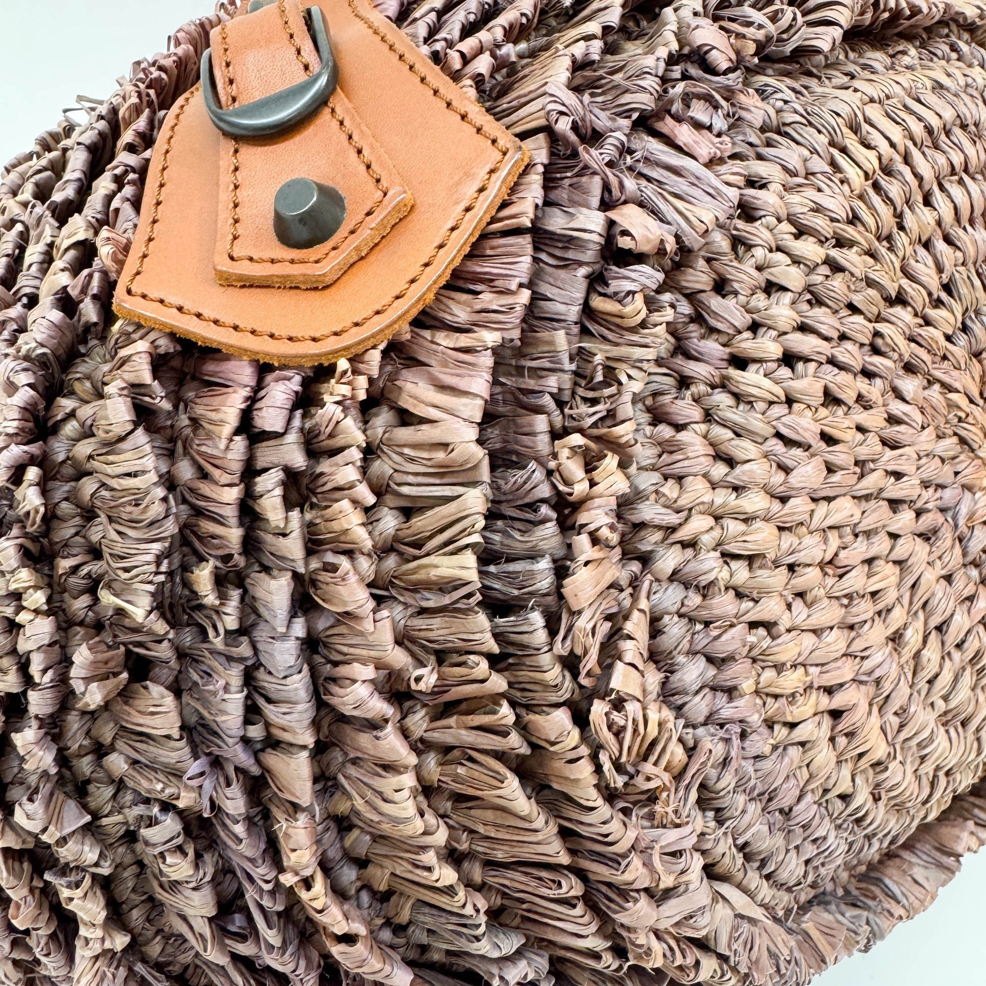 Woven Basket Mauve Raffia Hand Bag
