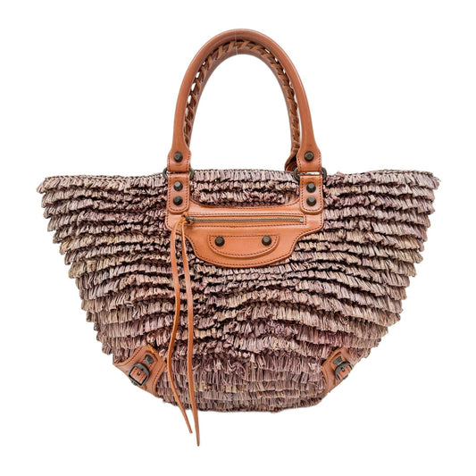 Woven Basket Mauve Raffia Hand Bag