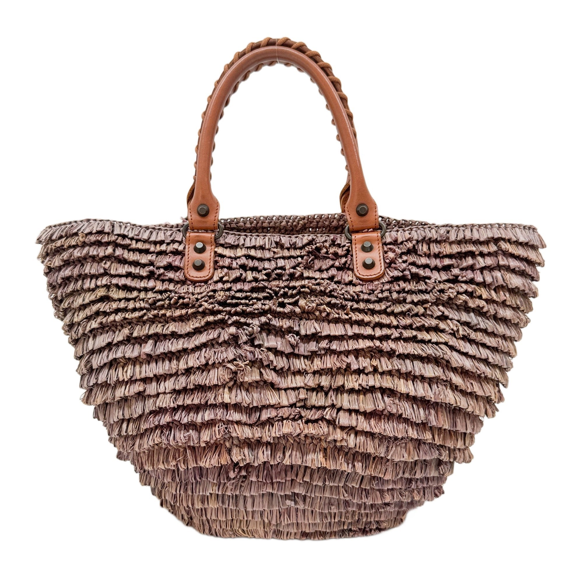 Woven Basket Mauve Raffia Hand Bag