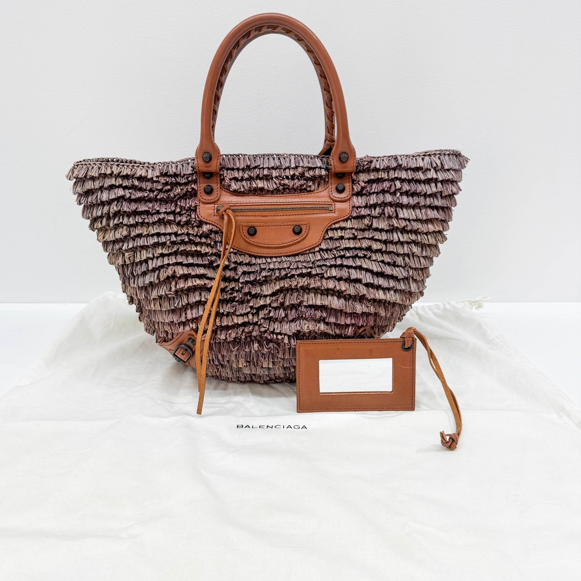 Woven Basket Mauve Raffia Hand Bag