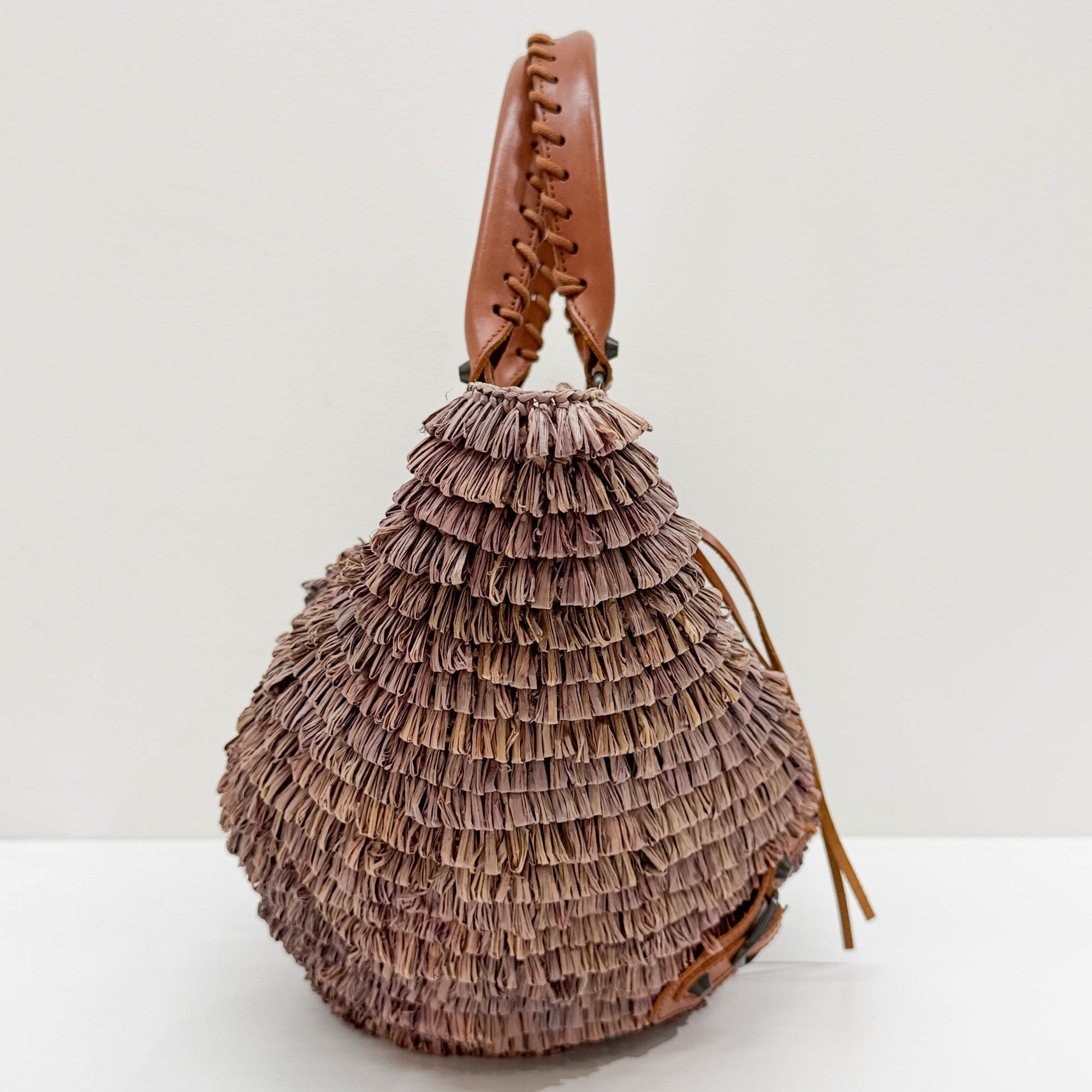 Woven Basket Mauve Raffia Hand Bag