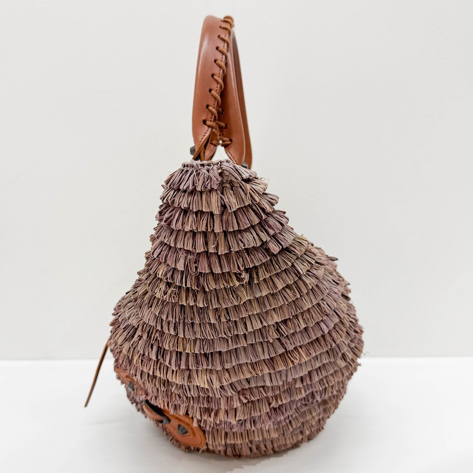 Woven Basket Mauve Raffia Hand Bag