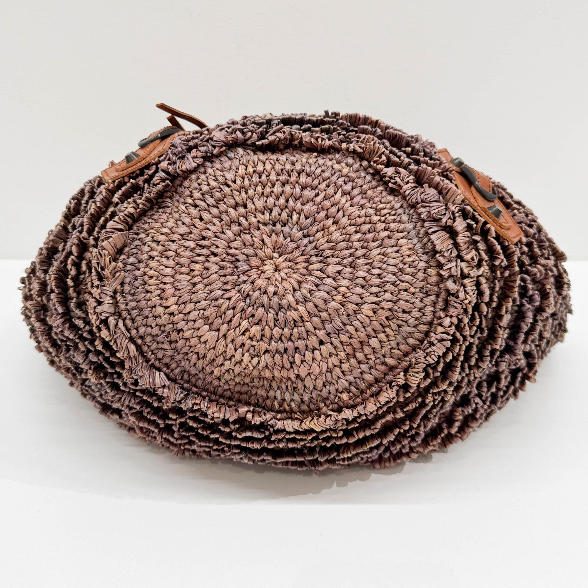 Woven Basket Mauve Raffia Hand Bag