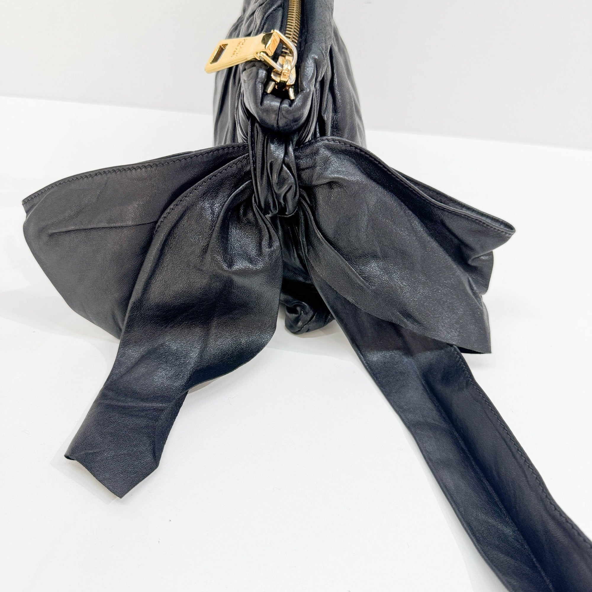 Bows Black Leather Cluch Bag